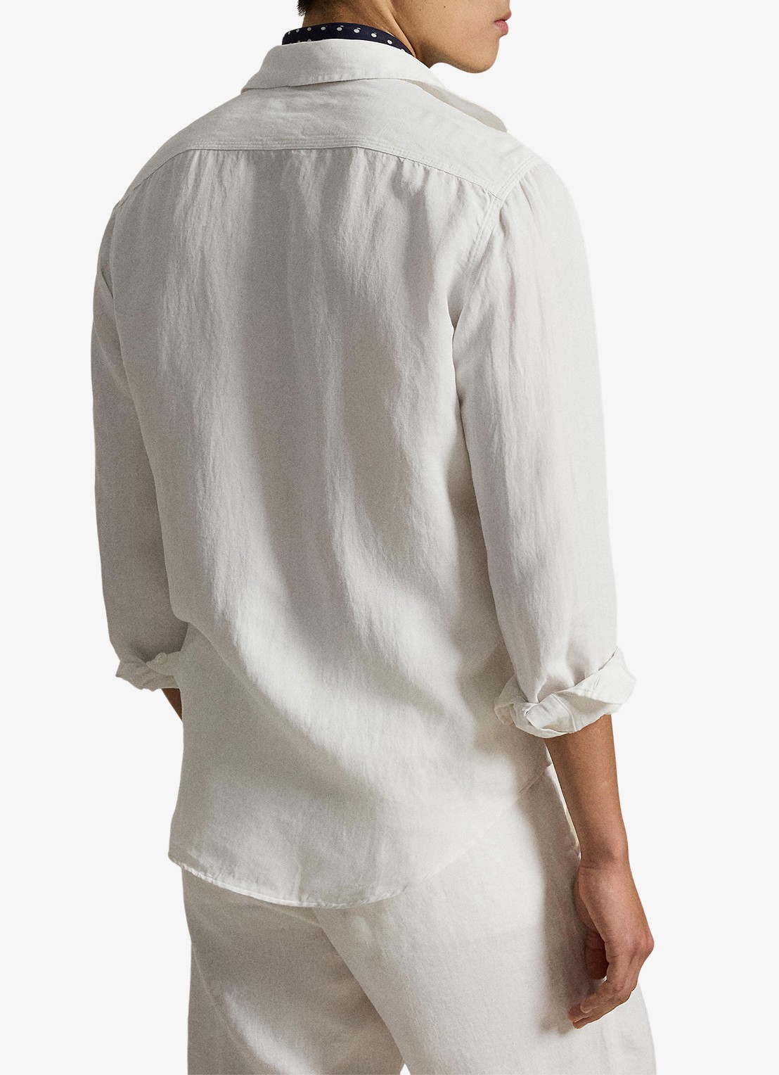 Ralph Lauren Classic fit overhemd in zijdeblend met borstzakken - achterkant 3 white / wit
