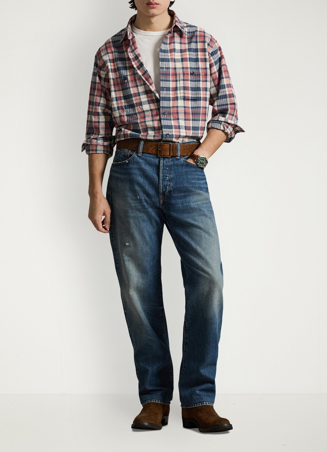 Ralph Lauren Classic fit overhemd met ruitdessin - voorkant 2 blauw