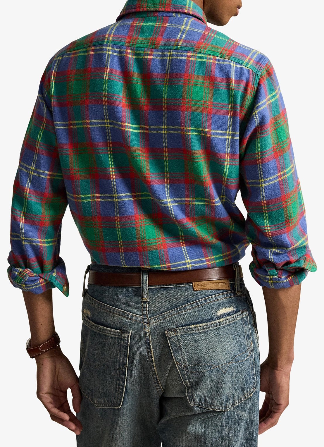 Ralph Lauren Classic fit overhemd met ruitdessin - achterkant 7391 royal green multi / groen
