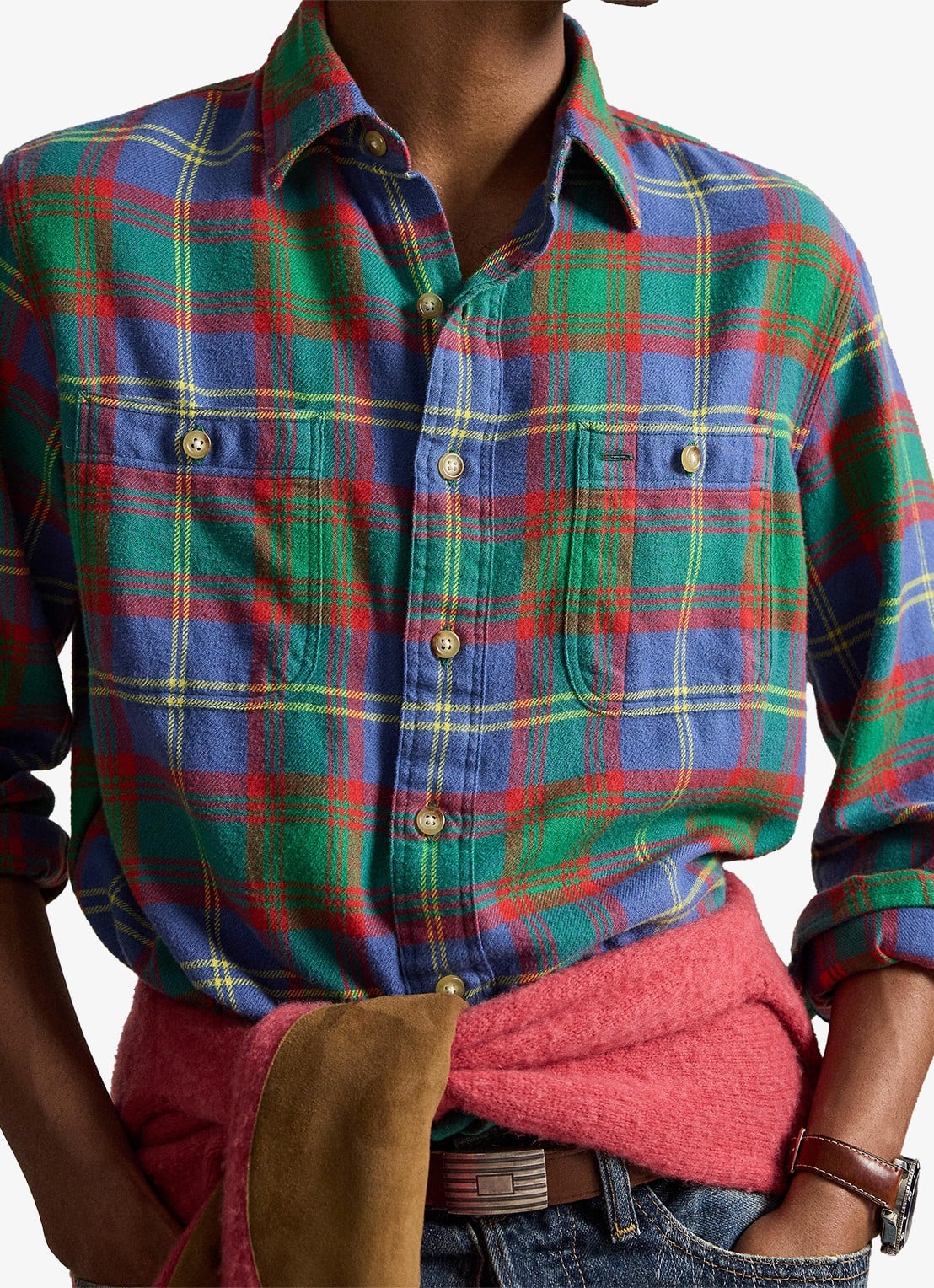 Ralph Lauren Classic fit overhemd met ruitdessin - detail 5 7391 royal green multi / groen