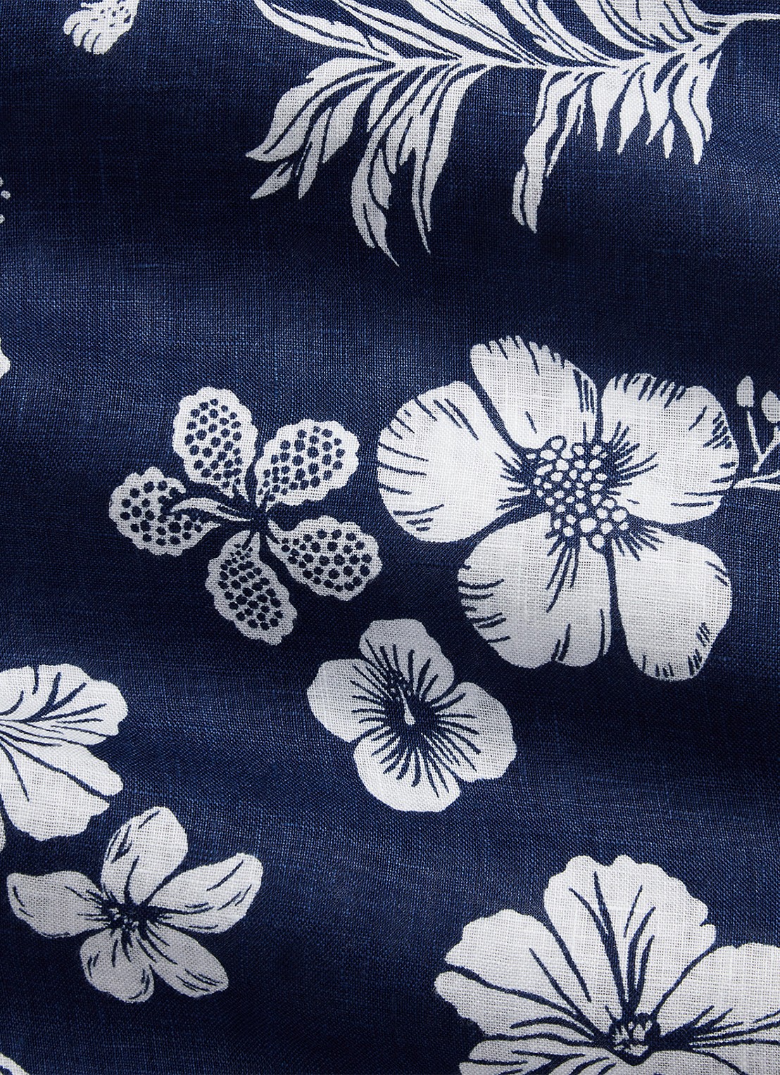 Ralph Lauren Classic fit overhemd van linnen met bloemenprint - detail 3 7163 jaguar tropical / donkerblauw