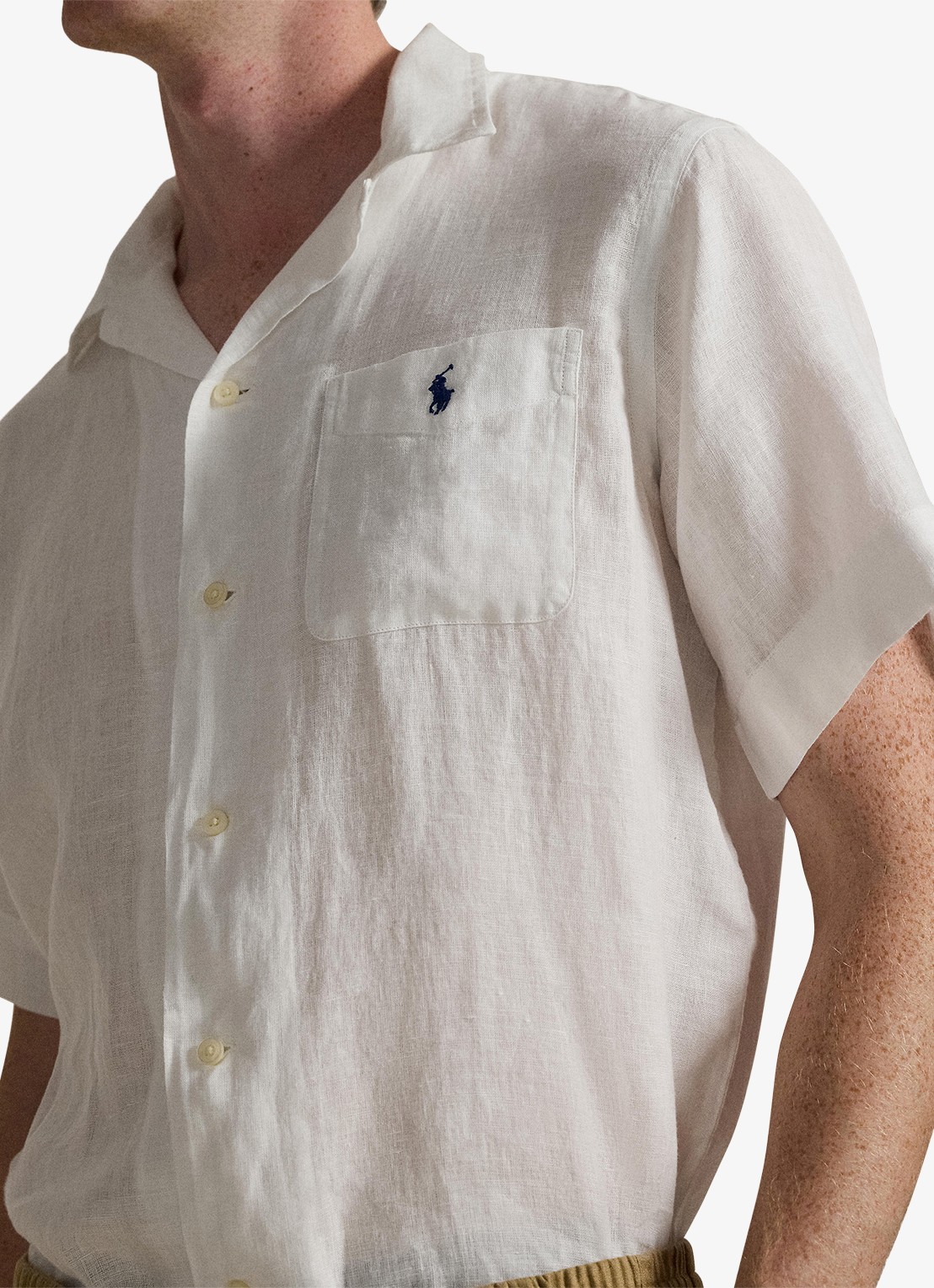 Ralph Lauren Classic fit overhemd van linnen met borstzak - detail 4 white / wit