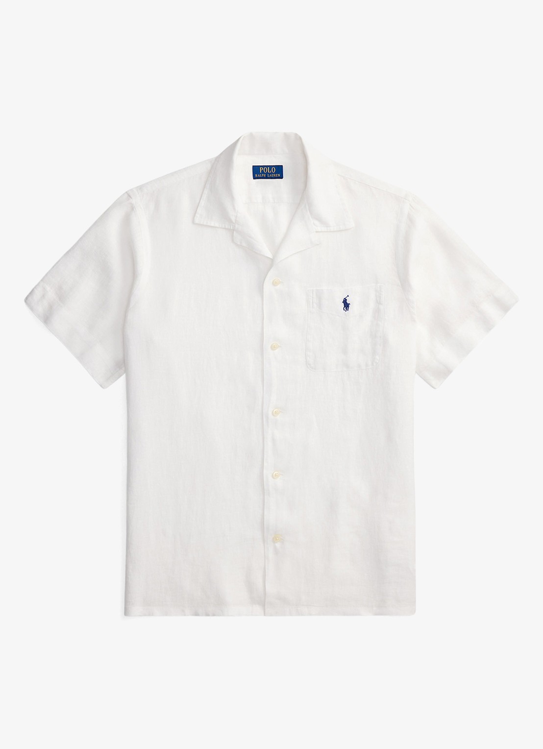 Ralph Lauren Classic fit overhemd van linnen met borstzak - voorkant white / wit