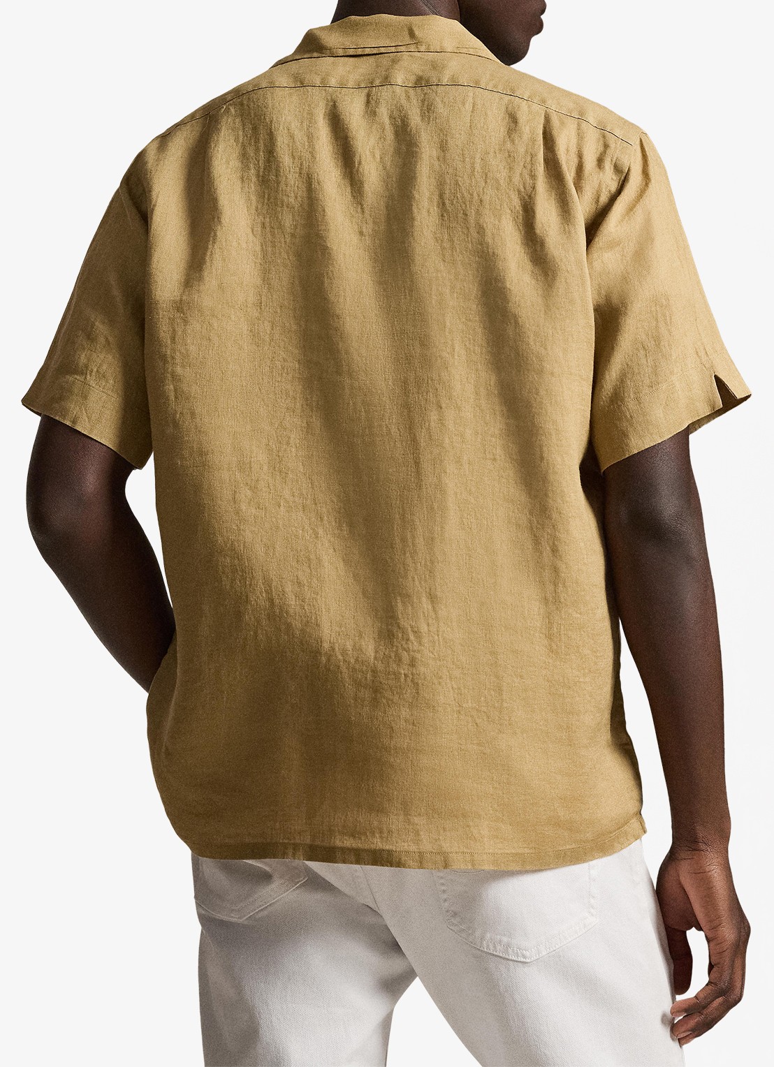 Ralph Lauren Classic fit overhemd van linnen met borstzak - achterkant cafe tan-2x6t
