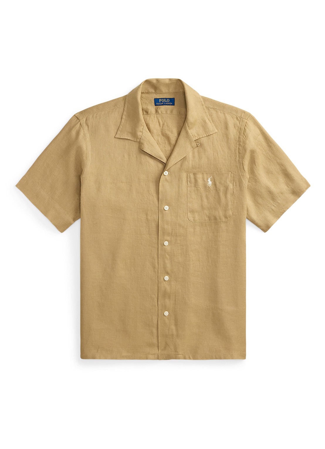 Ralph Lauren Classic fit overhemd van linnen met borstzak - voorkant 2 cafe tan-2x6t