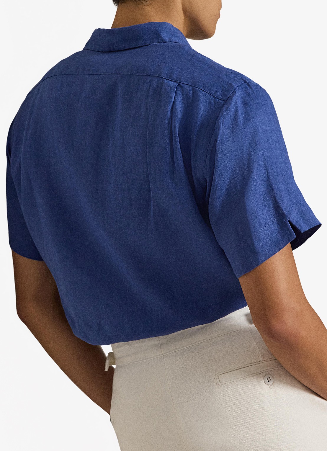Ralph Lauren Classic fit overhemd van linnen met borstzak - achterkant 2 dusty azure-31rh