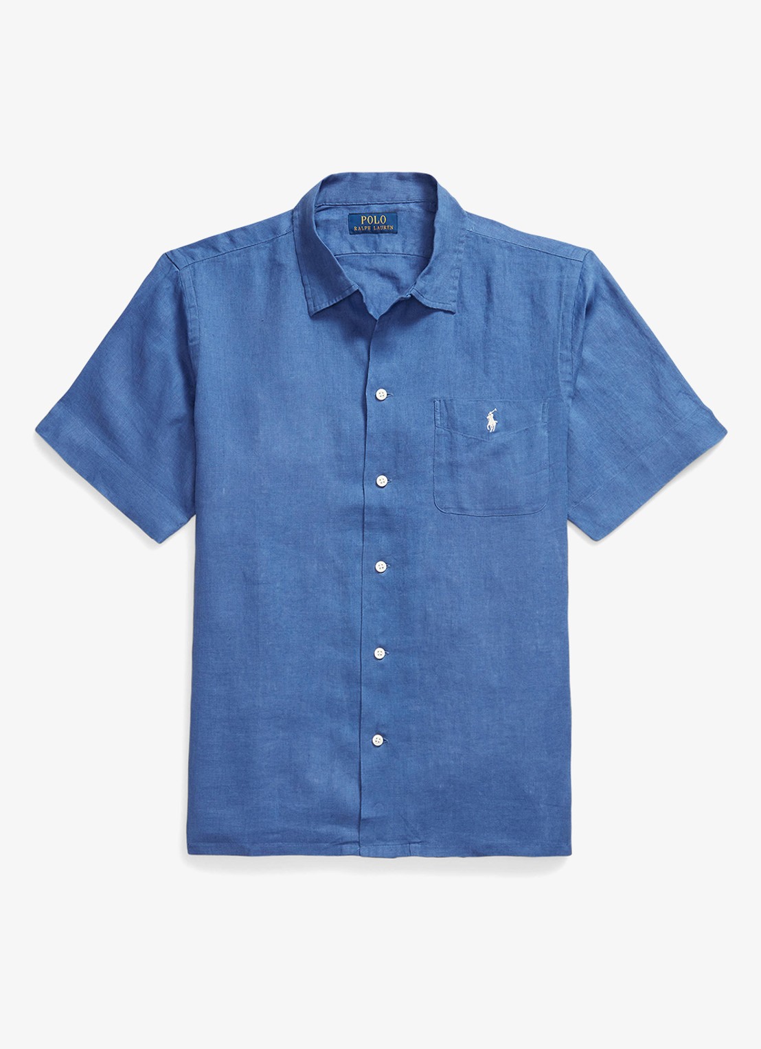 Ralph Lauren Classic fit overhemd van linnen met borstzak - voorkant dusty azure-31rh