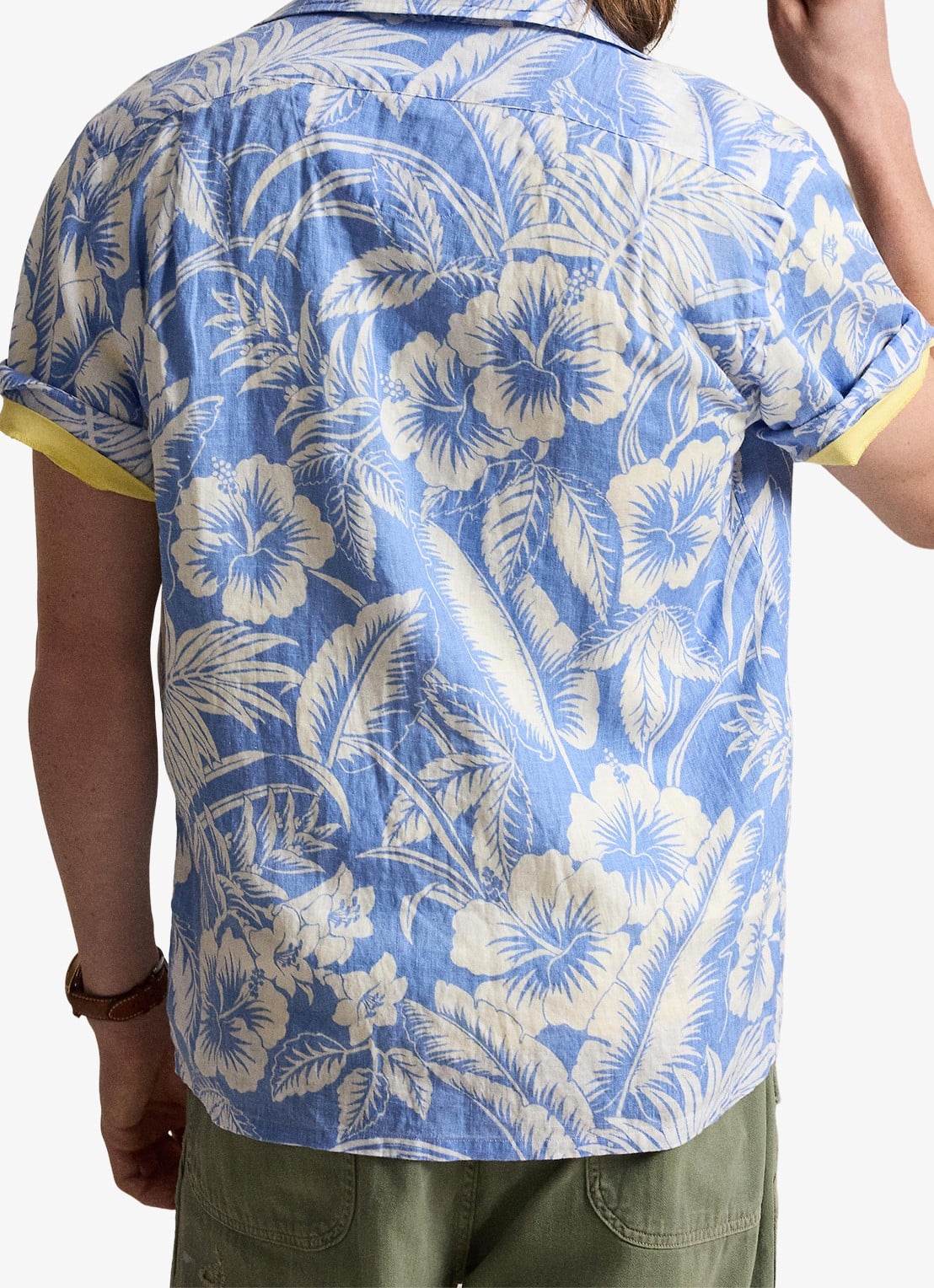 Ralph Lauren Classic fit overhemd van linnen met print - achterkant 5 blue sweetheart floral / blauw