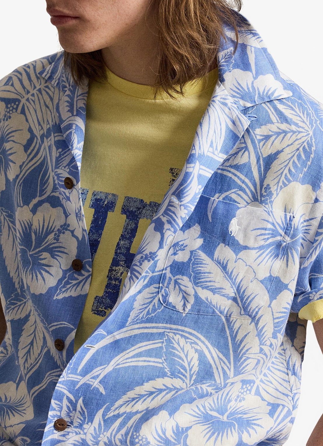 Ralph Lauren Classic fit overhemd van linnen met print - detail 3 blue sweetheart floral / blauw