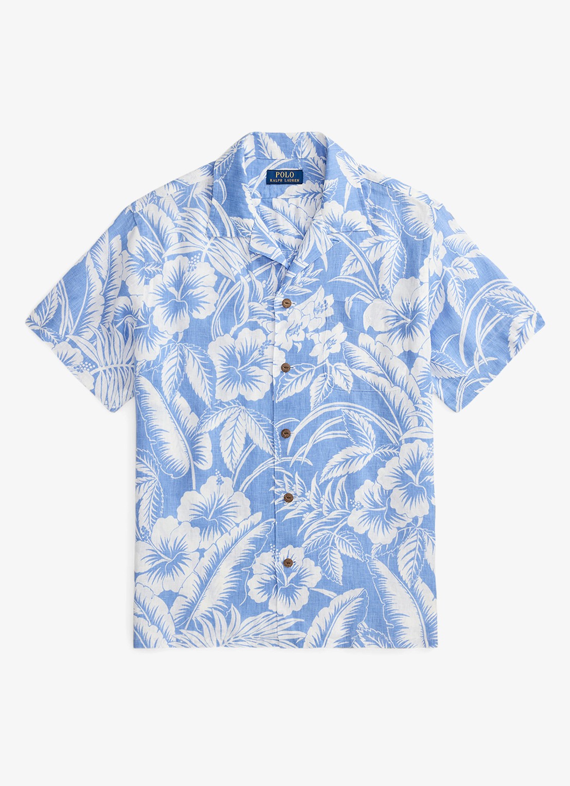 Ralph Lauren Classic fit overhemd van linnen met print - voorkant 4 blue sweetheart floral / blauw