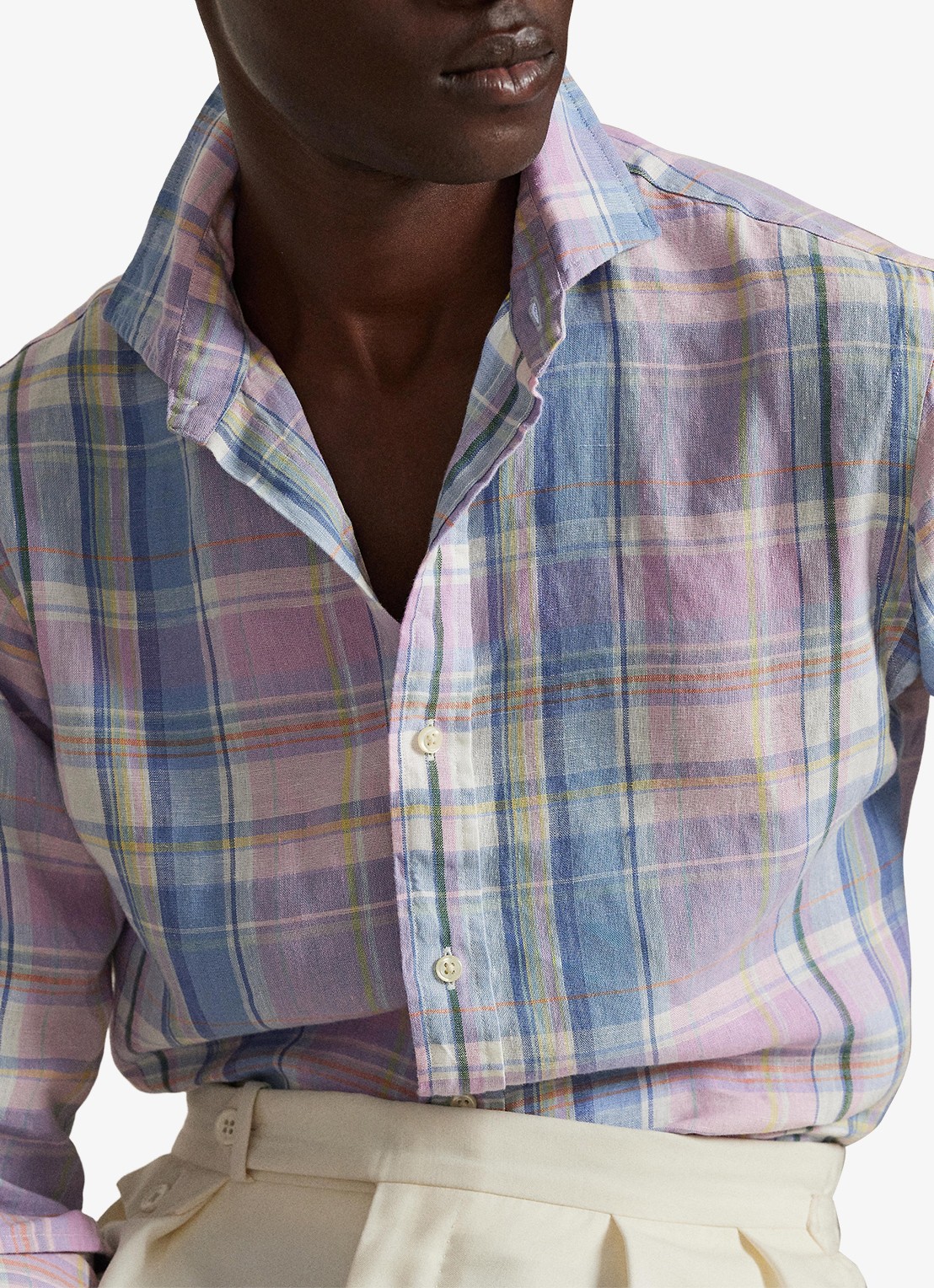 Ralph Lauren Classic fit overhemd van linnen met ruitdessin - detail 5 7105b pink blue multi-zyhq