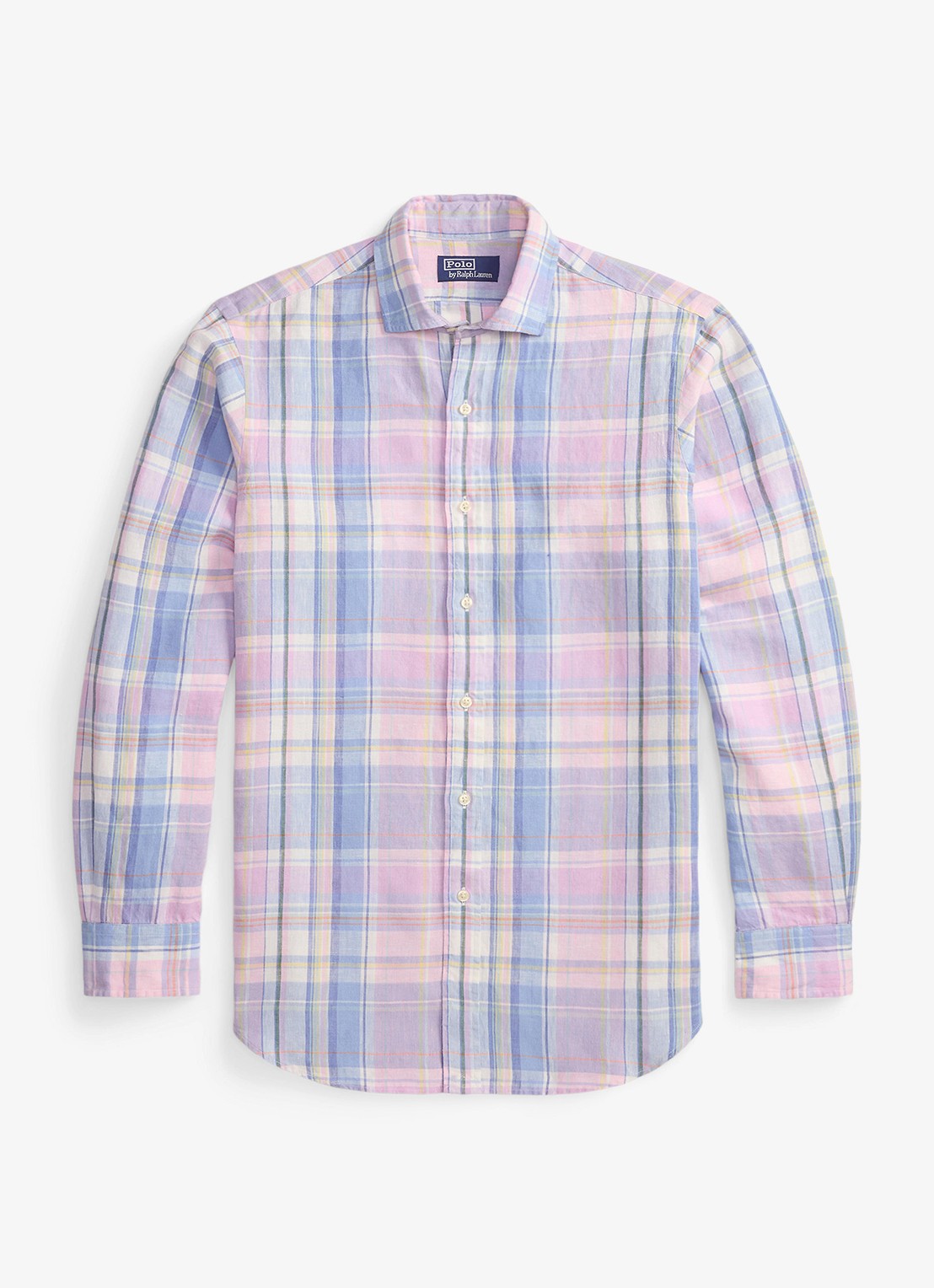 Ralph Lauren Classic fit overhemd van linnen met ruitdessin - voorkant 7105b pink blue multi-zyhq