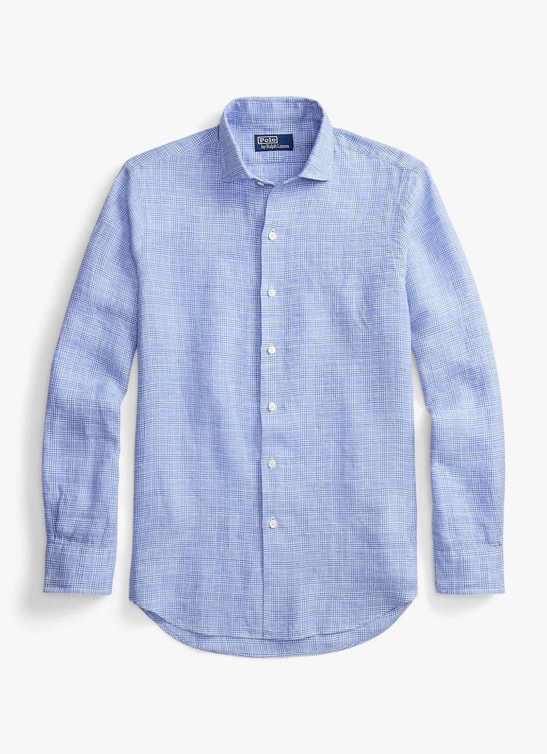Ralph Lauren Classic fit overhemd van linnen met ruitdessin - voorkant 2 4596a blue white multi-zyhs