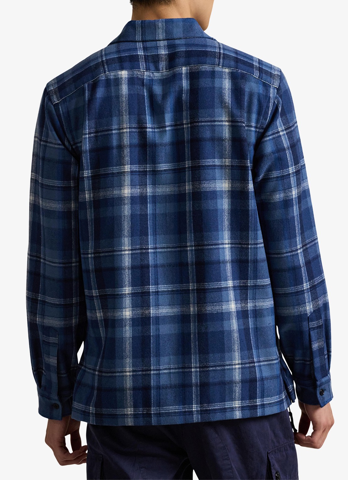 Ralph Lauren Classic fit overhemd van wol met ruitdessin - achterkant blue heather / blauw