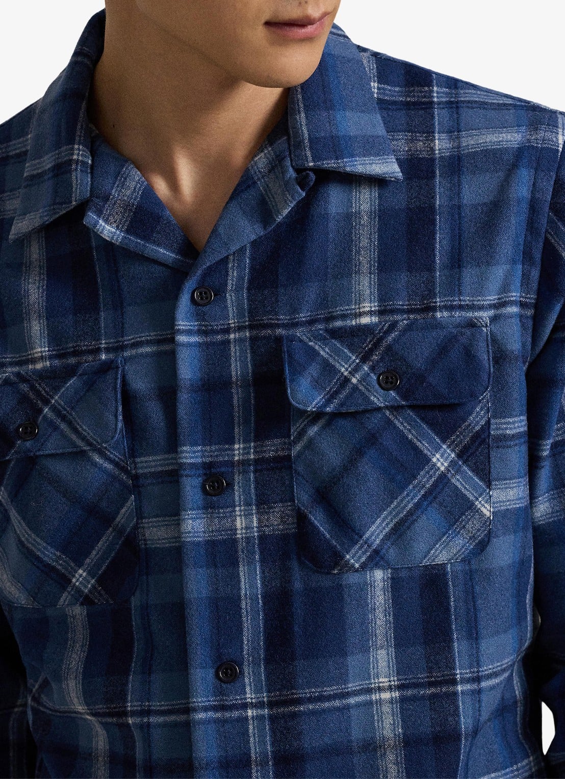 Ralph Lauren Classic fit overhemd van wol met ruitdessin - detail 5 blue heather / blauw
