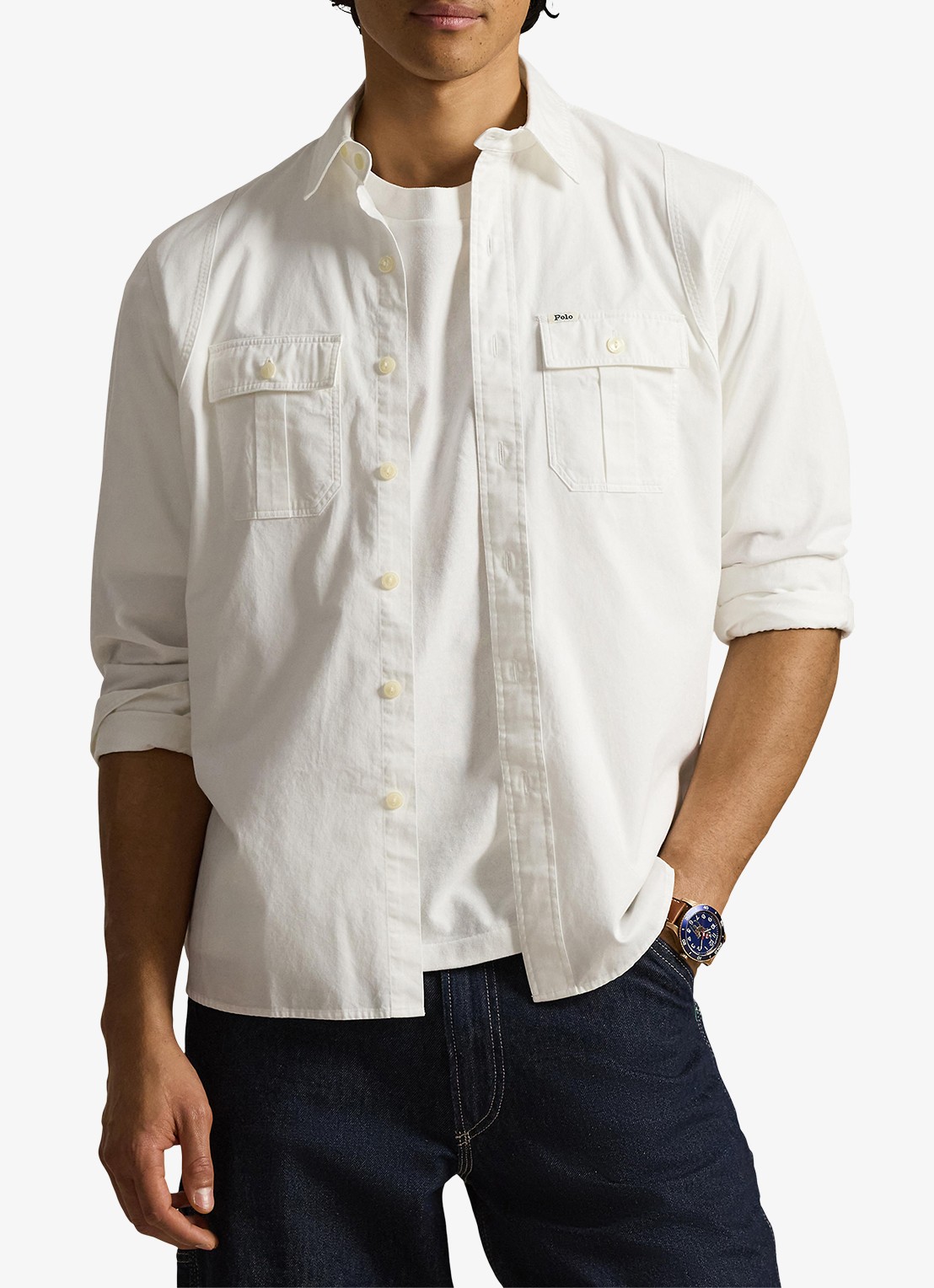 Ralph Lauren Classic fit overshirt met borstzakken - detail 4 white / wit