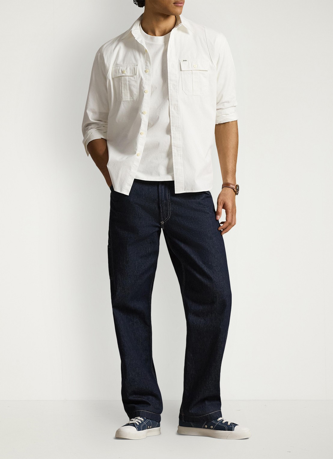 Ralph Lauren Classic fit overshirt met borstzakken - voorkant 3 white / wit
