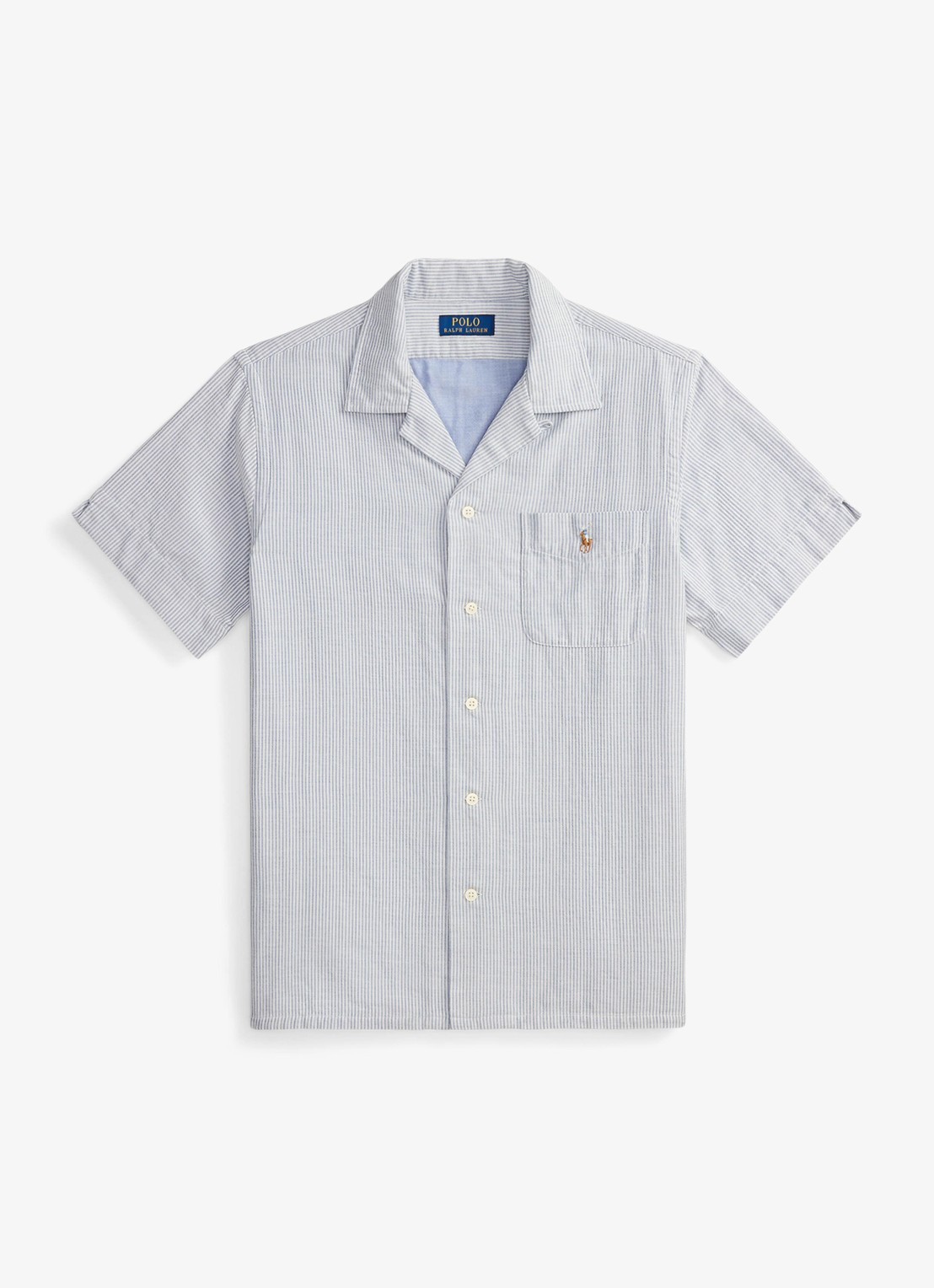 Ralph Lauren Classic fit Oxford overhemd met streepprint - voorkant 7202 blue cream / blauw