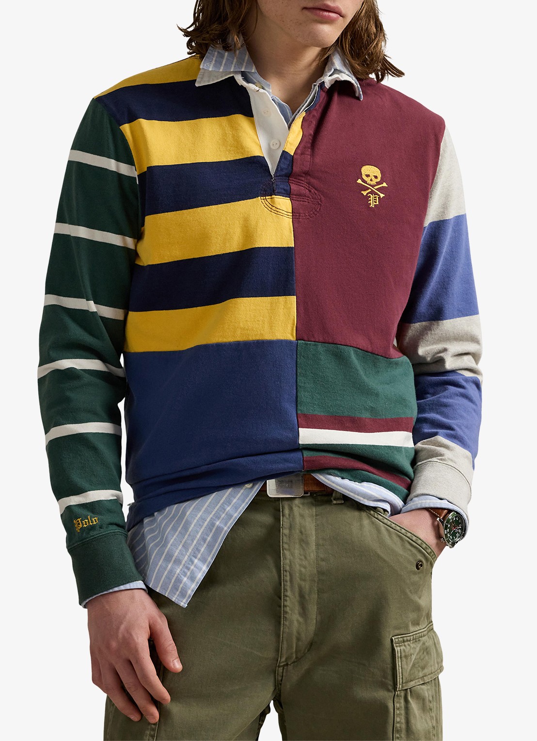 Ralph Lauren Classic fit polo met colour blocking - detail red wine multi / bordeauxrood