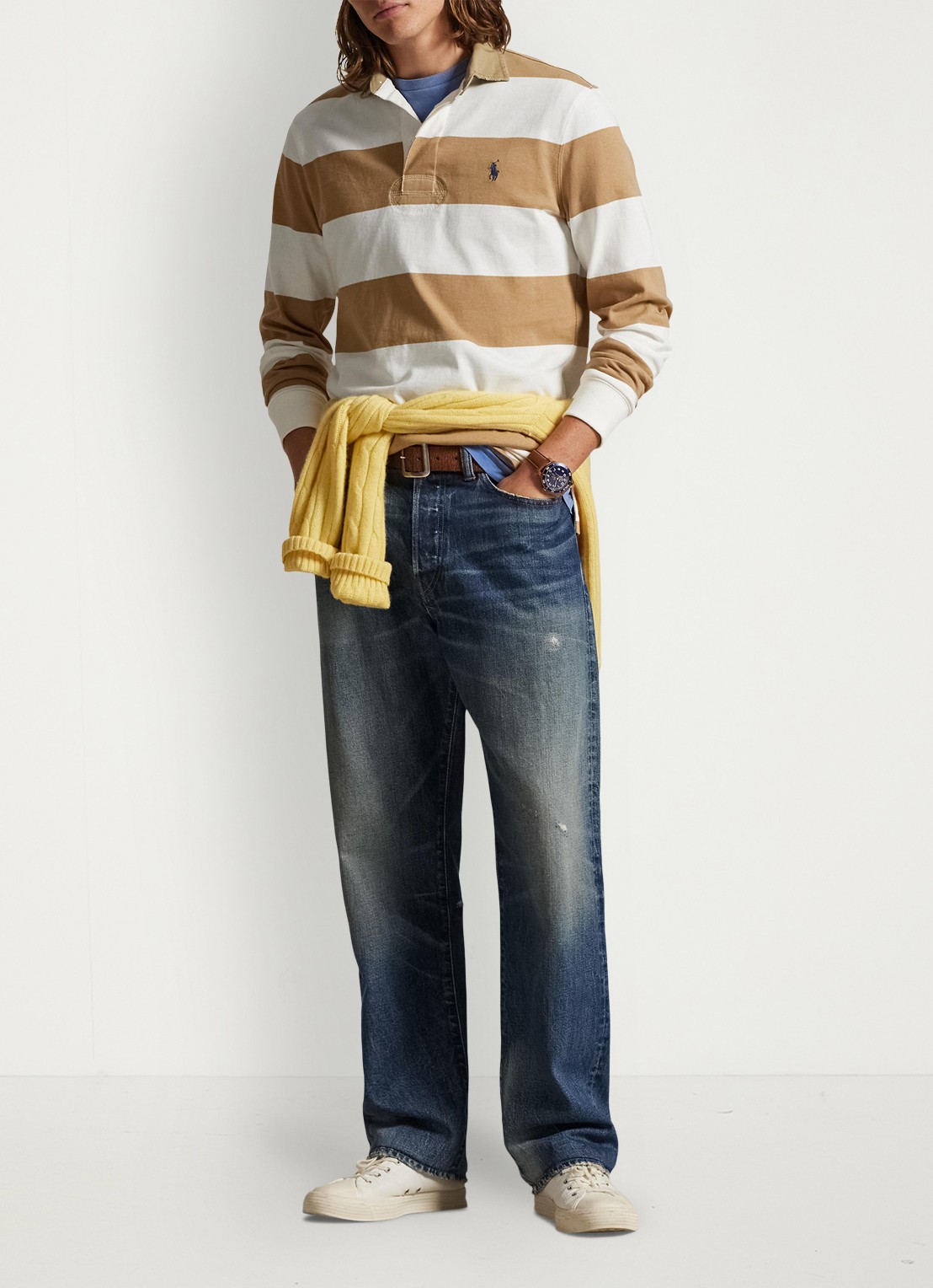 Ralph Lauren Classic fit polo met logoborduring - voorkant 3 cafe tan / camel