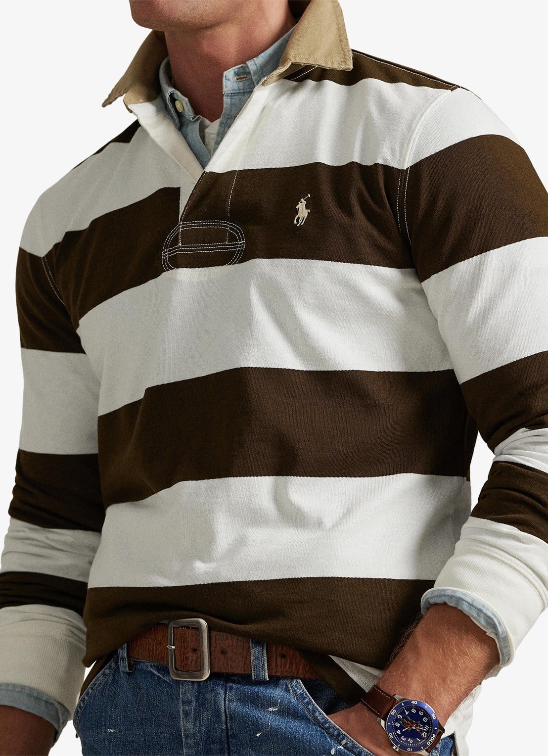 Ralph Lauren Classic fit polo met logoborduring - detail 5 dark brown / donkerbruin