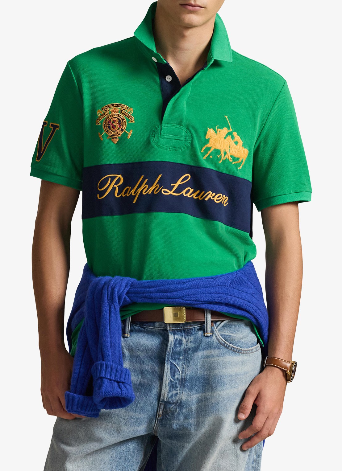 Ralph Lauren Classic fit polo met logoborduring - detail 4 stafford green/newport navy-zyke