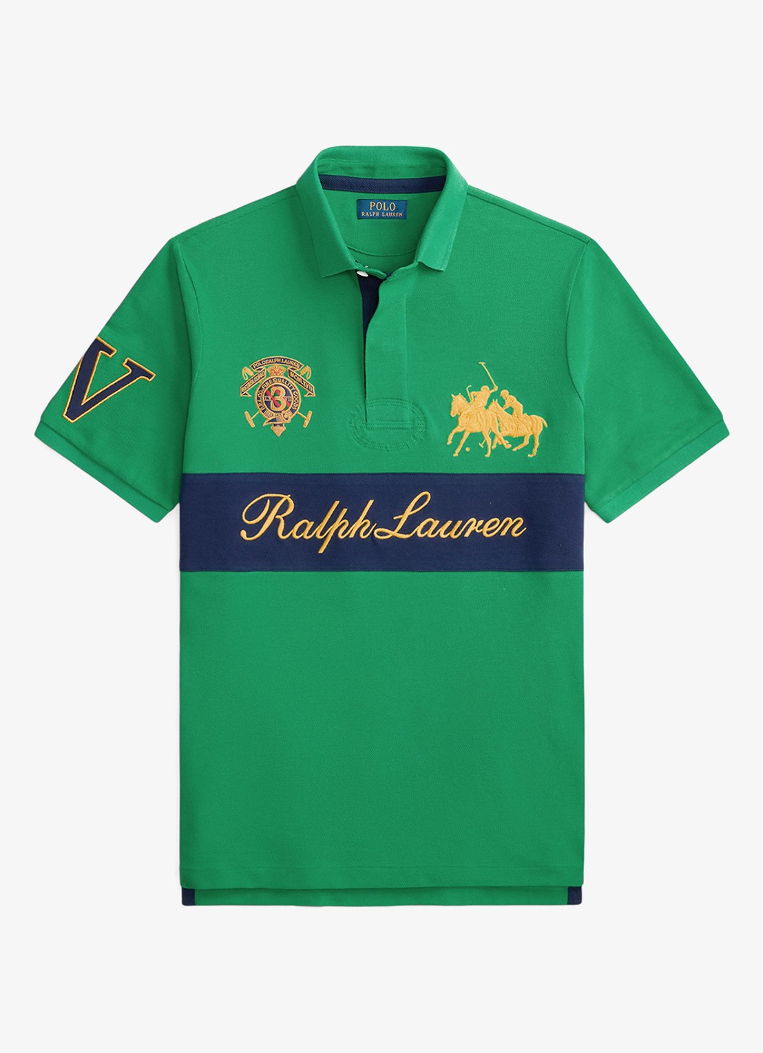Ralph Lauren Classic fit polo met logoborduring - voorkant 2 stafford green/newport navy-zyke