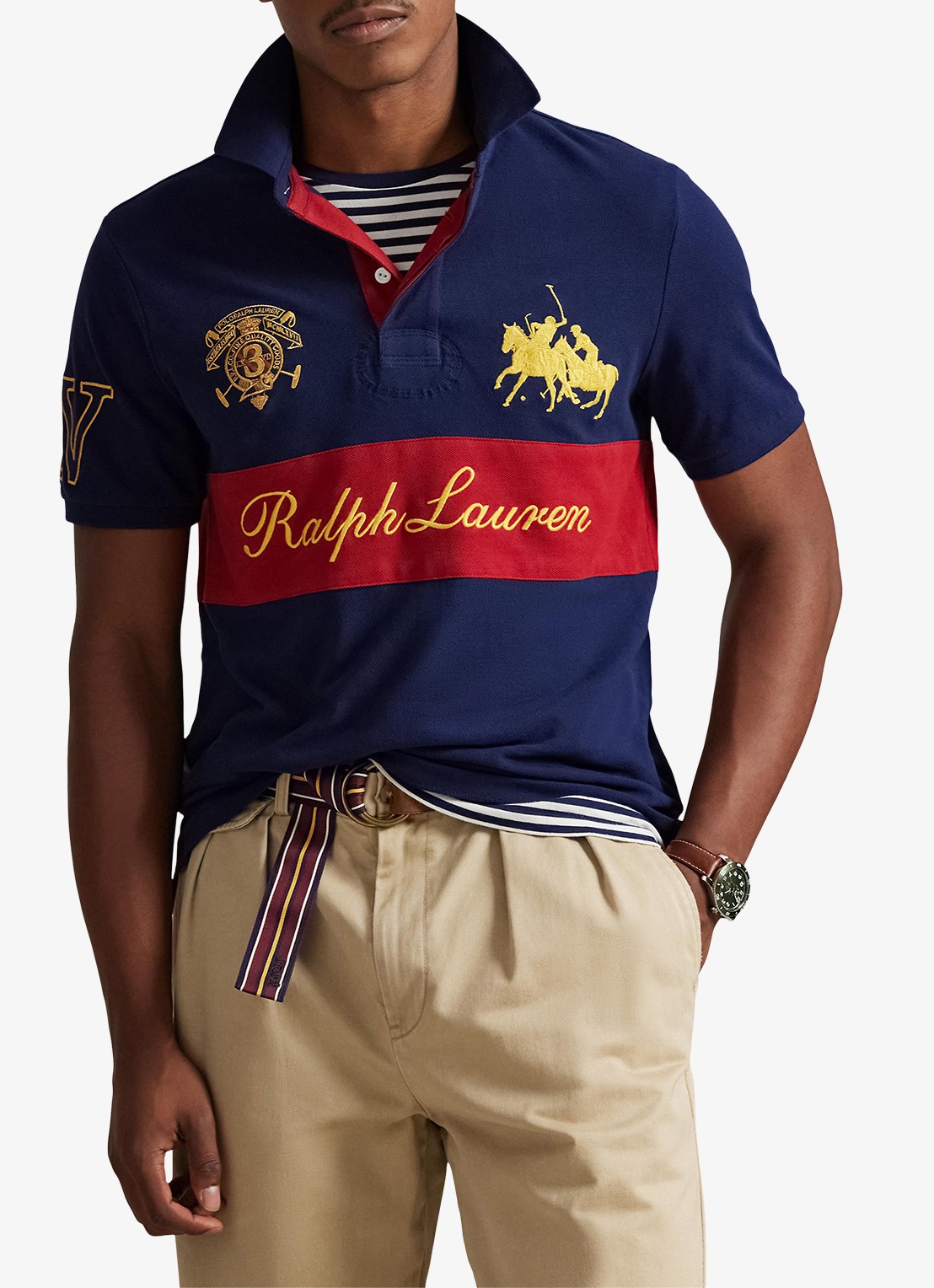 Ralph Lauren Classic fit polo met logoborduring - detail 4 newport navy/sweet tomato-zykf