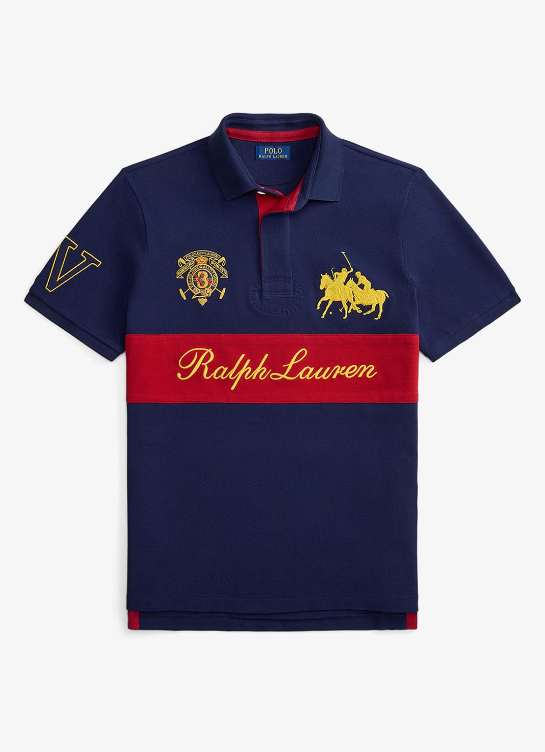 Ralph Lauren Classic fit polo met logoborduring - voorkant 2 newport navy/sweet tomato-zykf