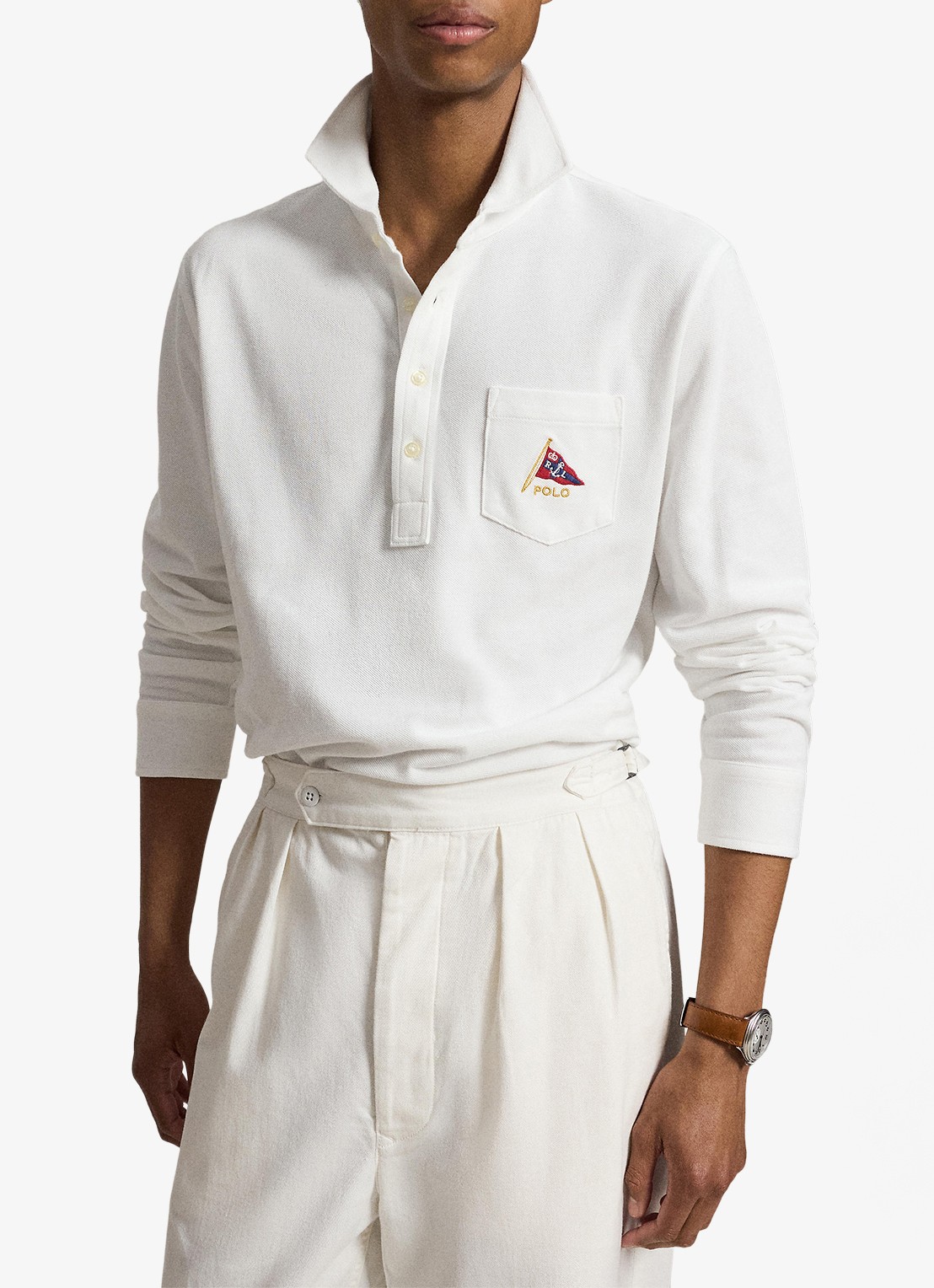Ralph Lauren Classic fit polo met logoborduring - voorkant 2 white / wit