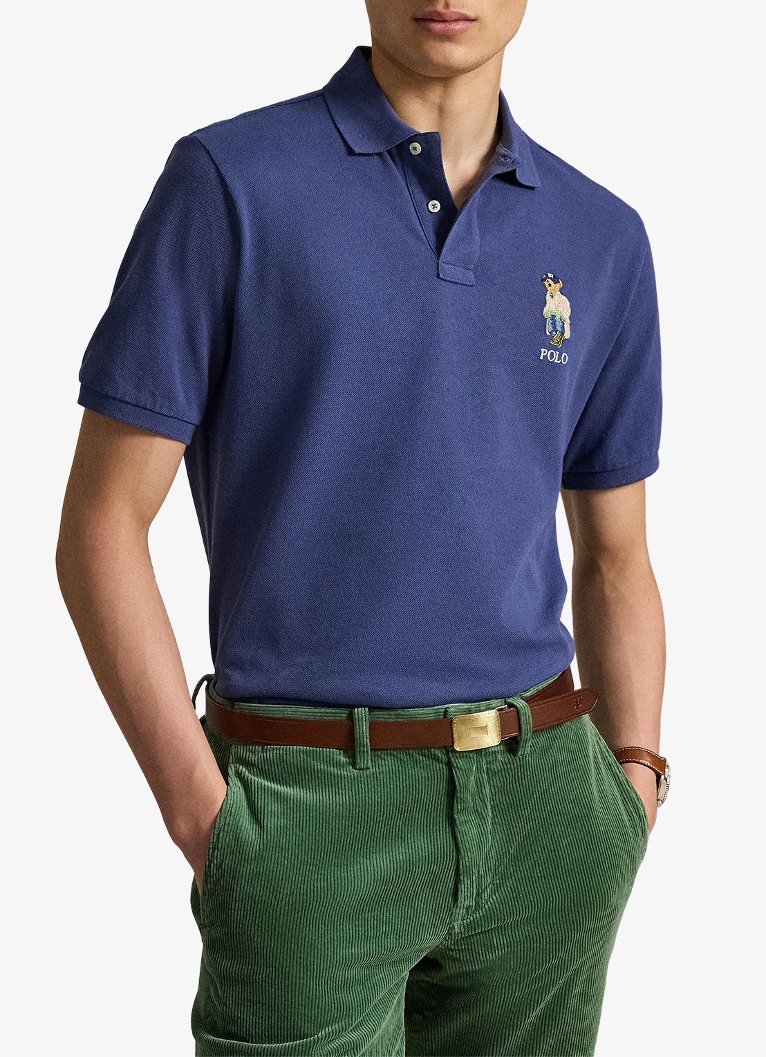 Ralph Lauren Classic fit polo met logoborduring - voorkant 2 light navy / donkerblauw