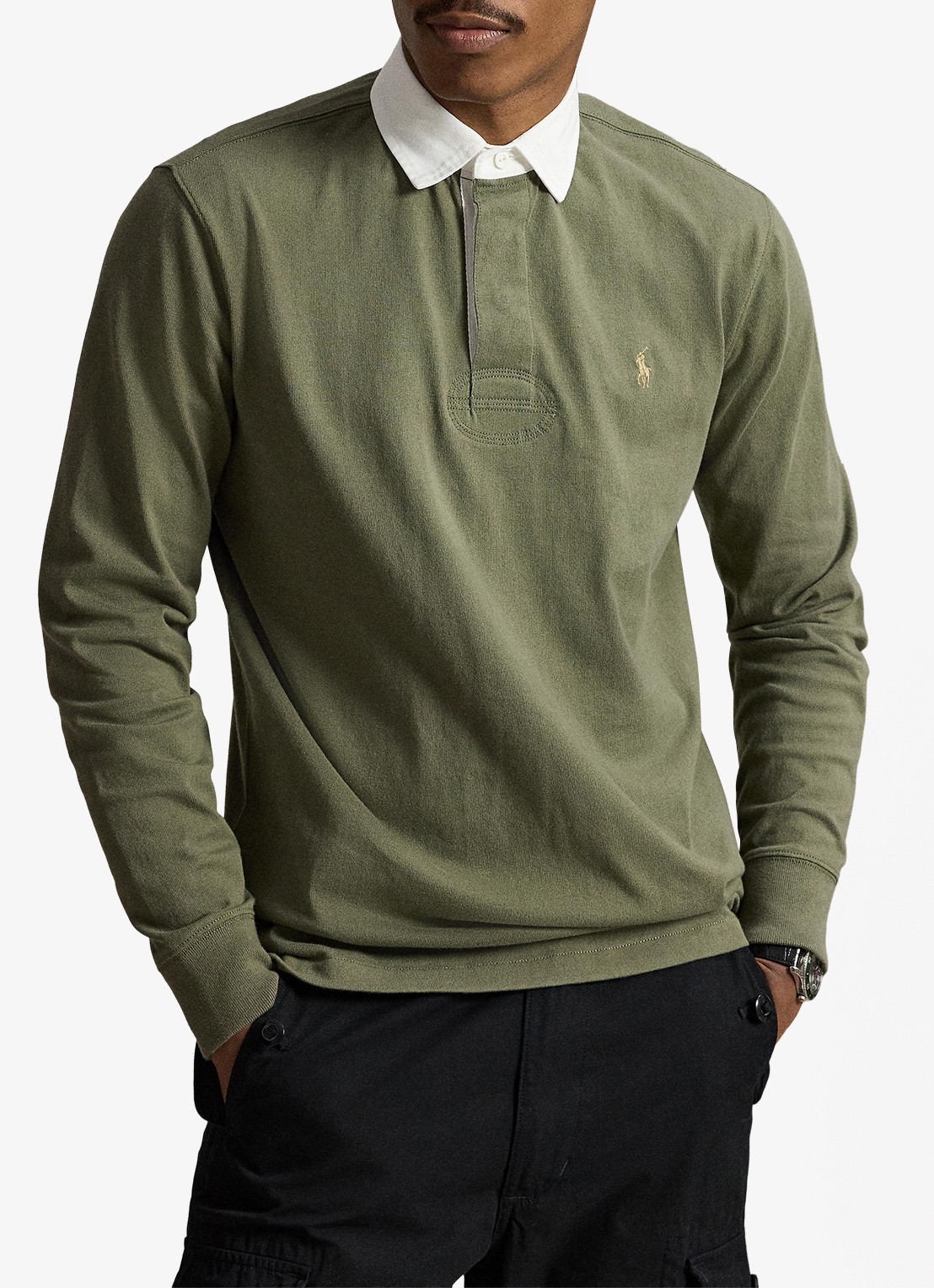 Ralph Lauren Classic fit polo met logoborduring - voorkant 2 cruise olive / olijfgroen