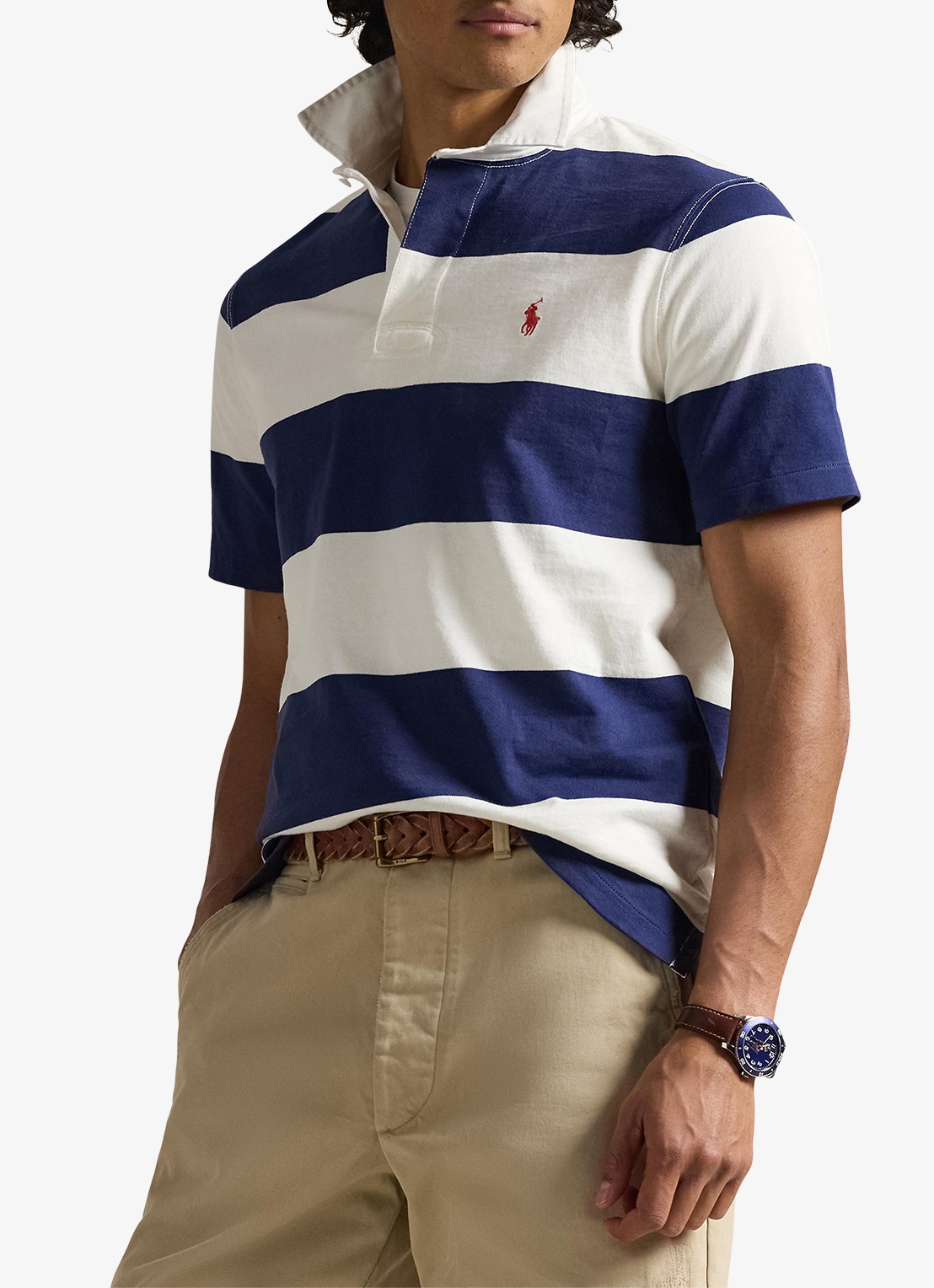 Ralph Lauren Classic fit polo met streepprint - detail 4 dark cobalt/deckwash white-zyrh