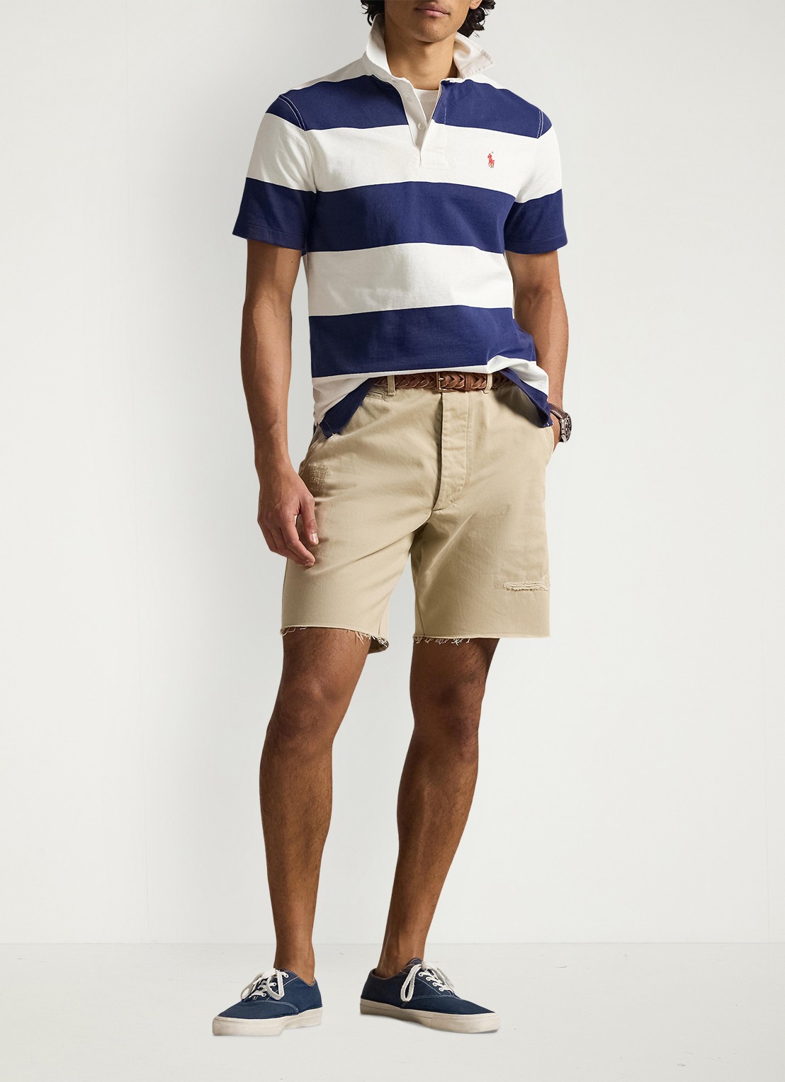 Ralph Lauren Classic fit polo met streepprint - voorkant 3 dark cobalt/deckwash white-zyrh