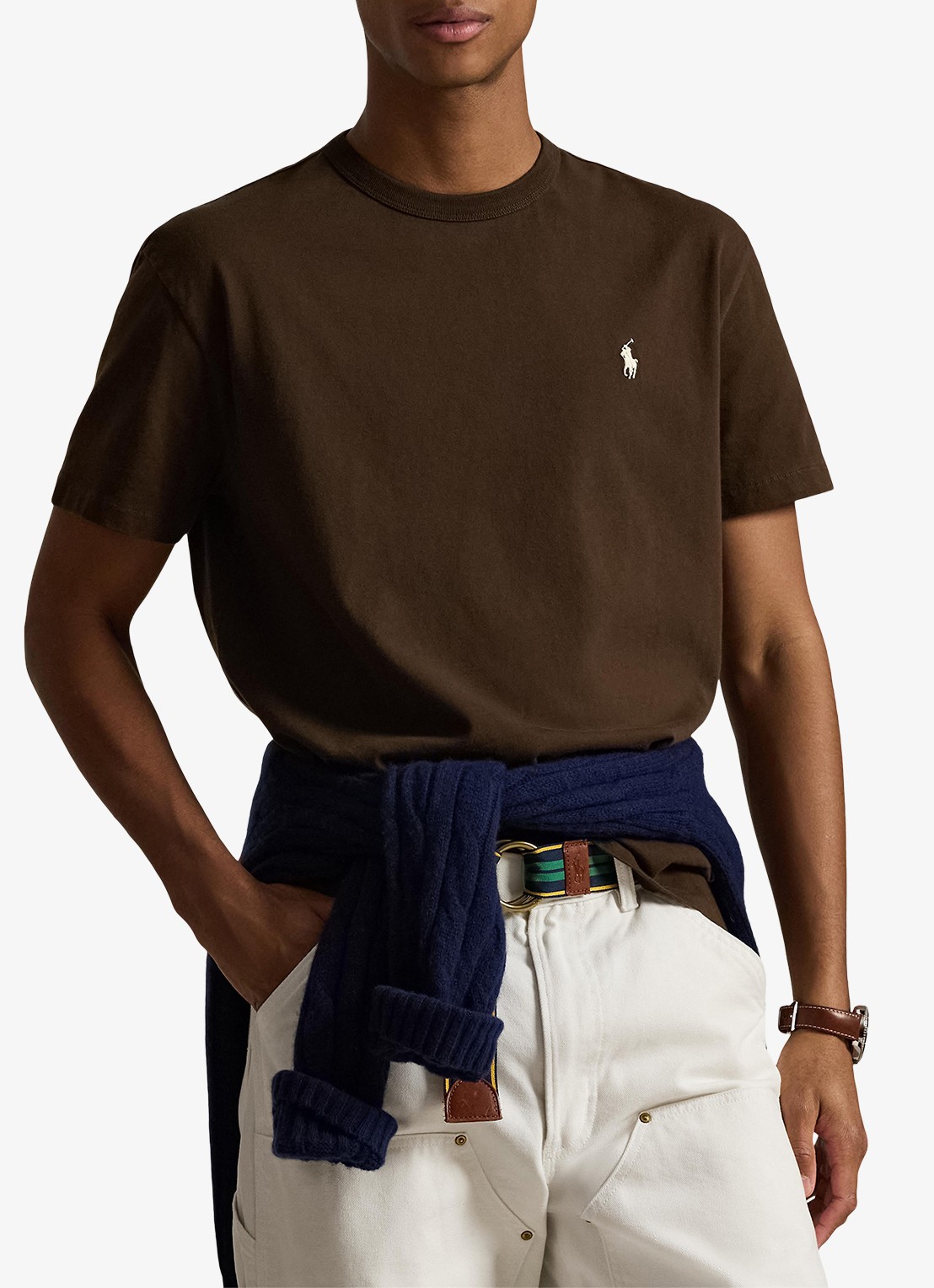 Ralph Lauren Classic fit T-shirt met ronde hals - detail dark beech