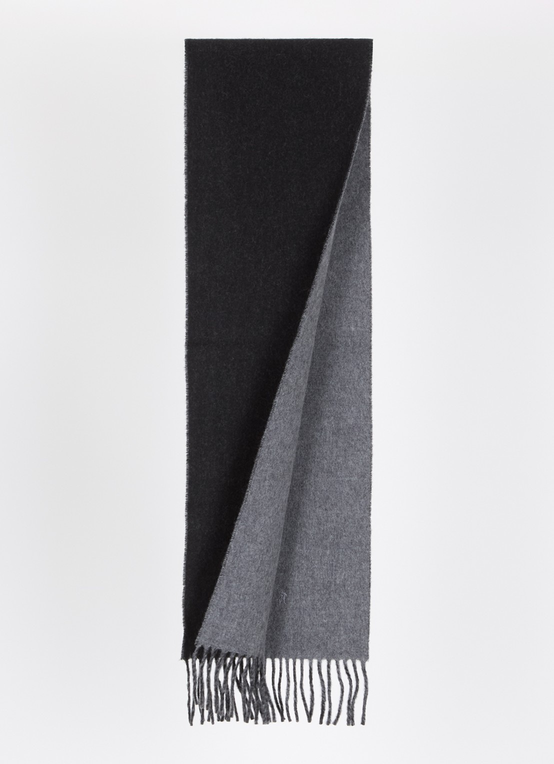 Ralph Lauren Classic Reversible sjaal in wolblend 168 x 25 cm - detail antraciet