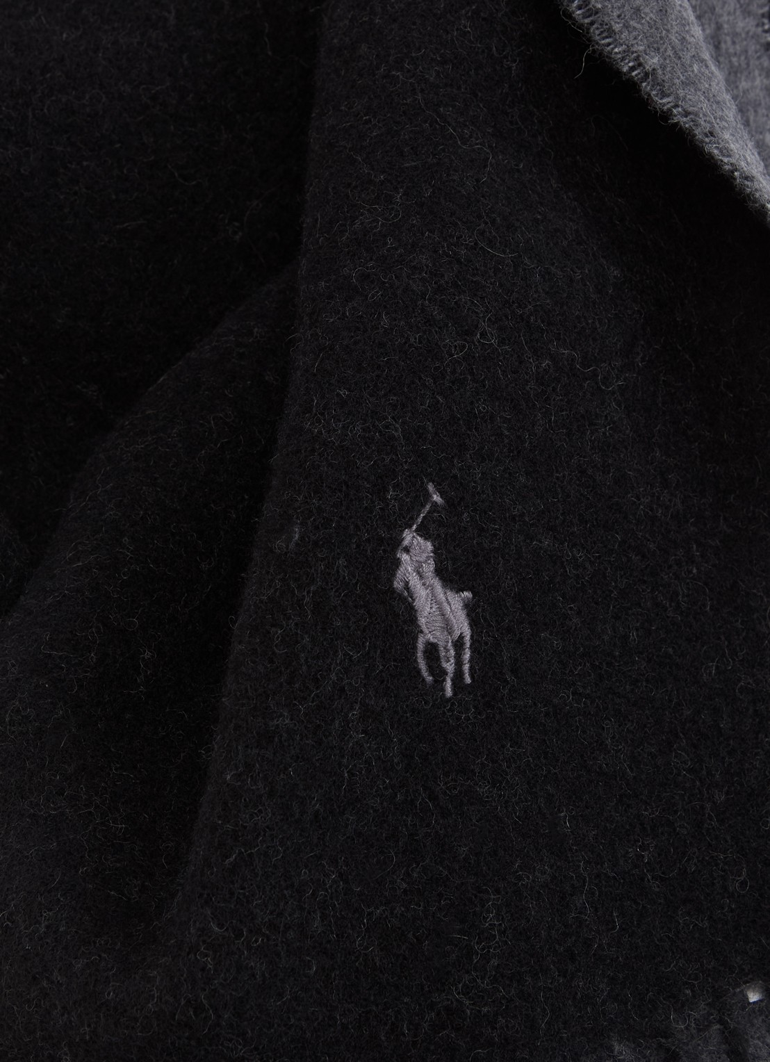 Ralph Lauren Classic Reversible sjaal in wolblend 168 x 25 cm - detail 2 antraciet
