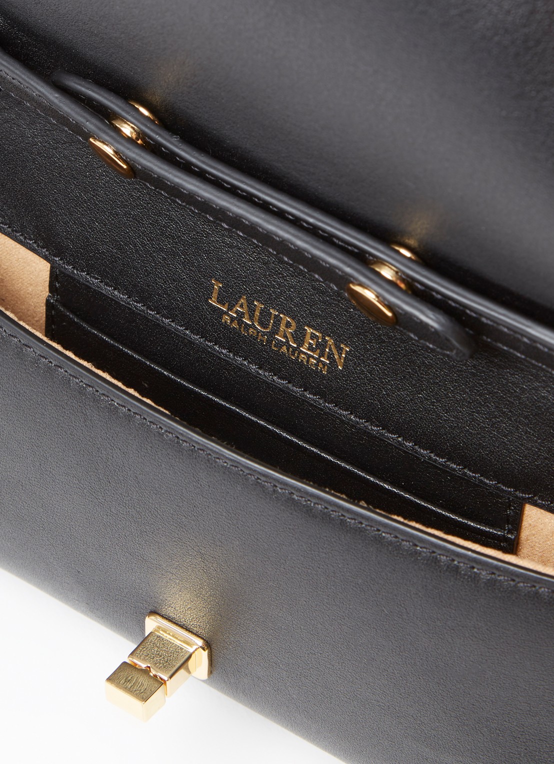Ralph Lauren Clutch van leer met logo - detail 3 zwart