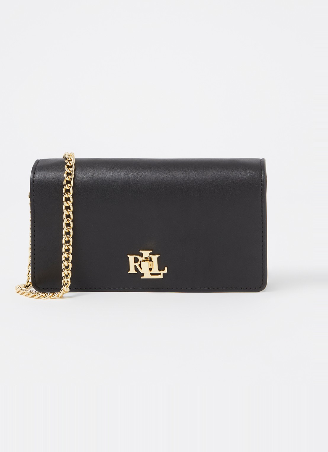 Ralph Lauren Clutch van leer met logo - voorkant zwart