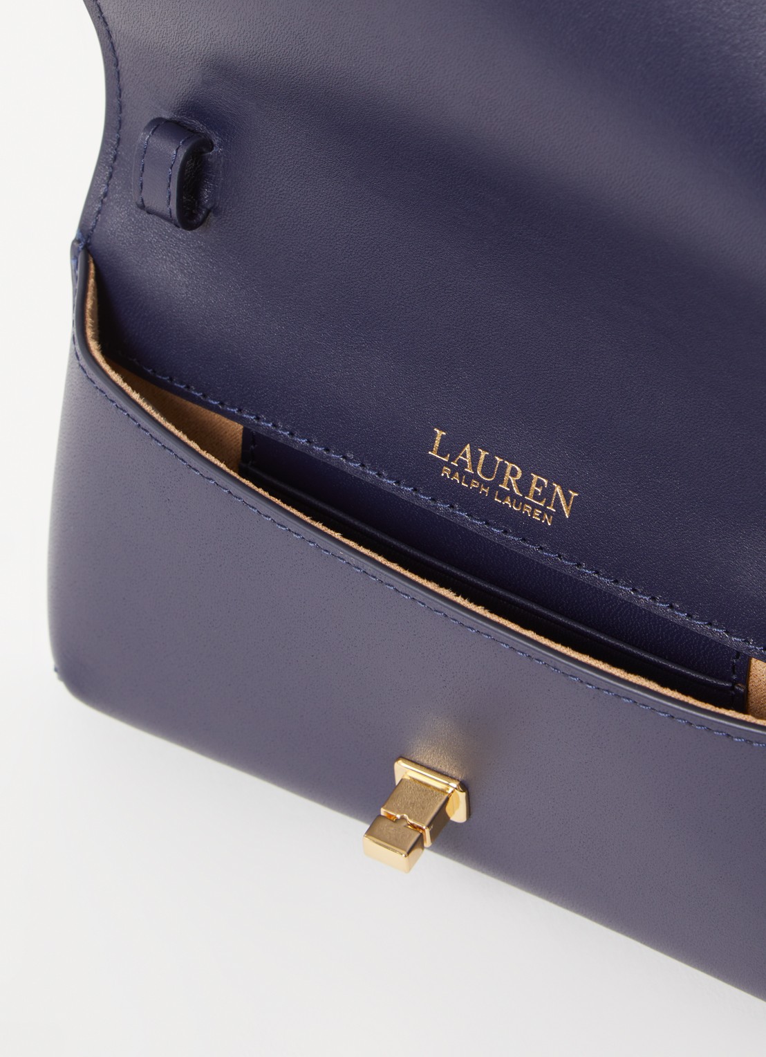 Ralph Lauren Clutch van leer met logo - detail 3 donkerblauw