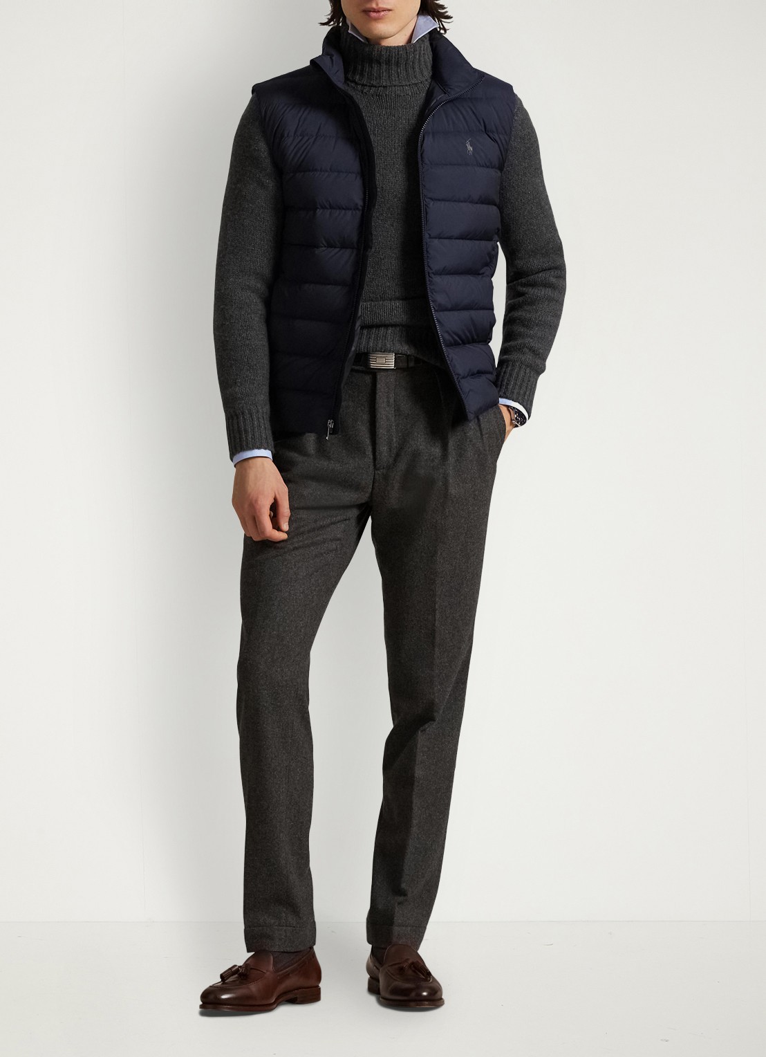 Ralph Lauren Colden bodywarmer met logoborduring - voorkant 2 collection navy / donkerblauw