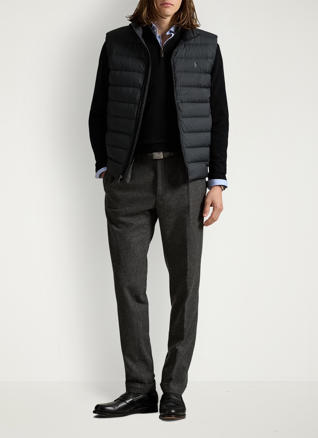 Ralph Lauren Colden bodywarmer met logoborduring - voorkant 5 polo black / zwart