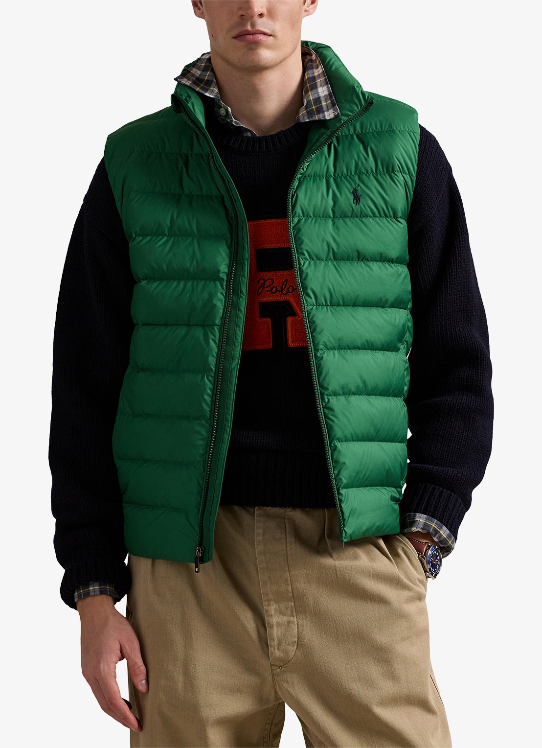 Ralph Lauren Colden bodywarmer met logoborduring - detail new forest / groen