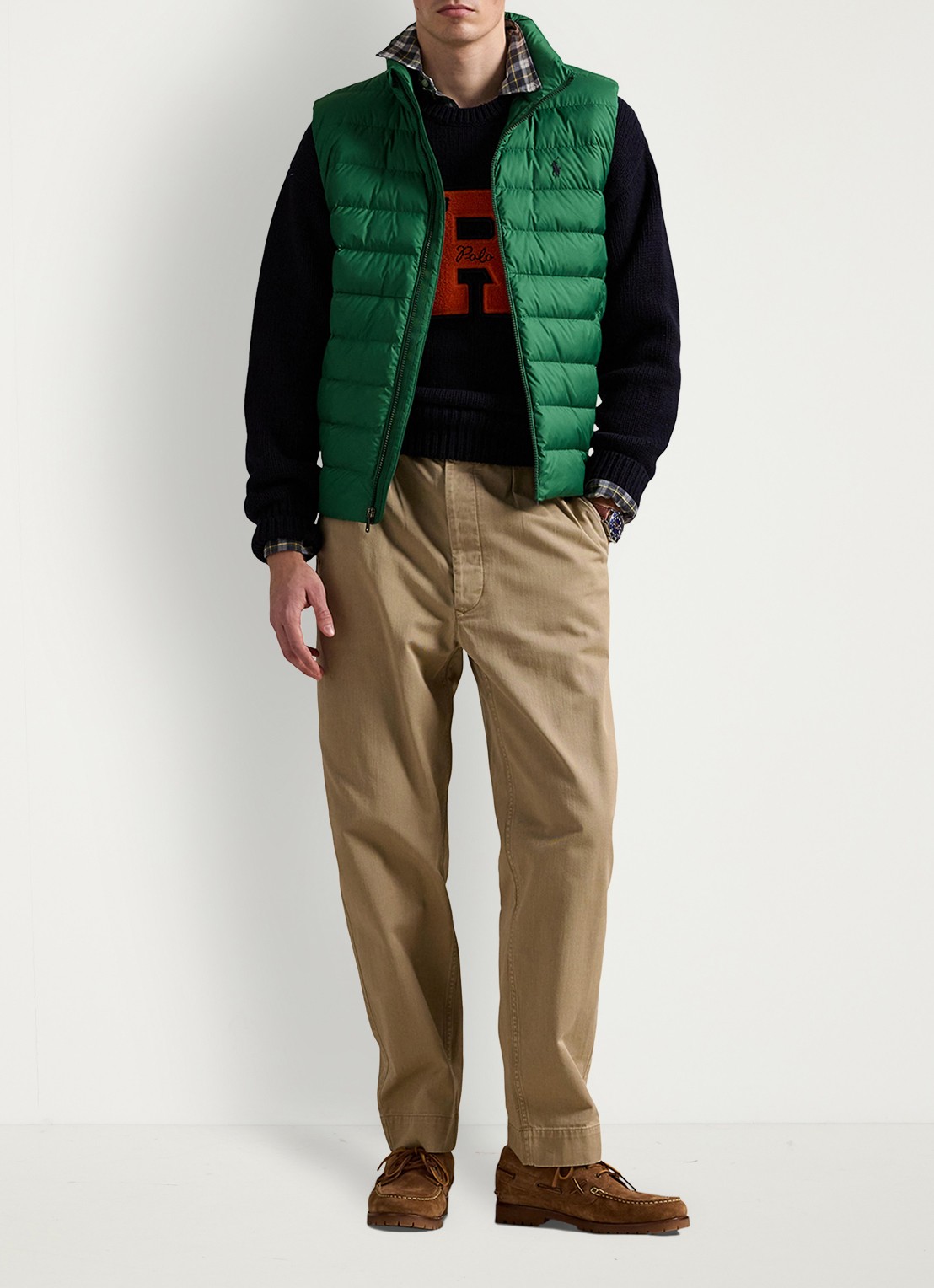 Ralph Lauren Colden bodywarmer met logoborduring - voorkant 5 new forest / groen