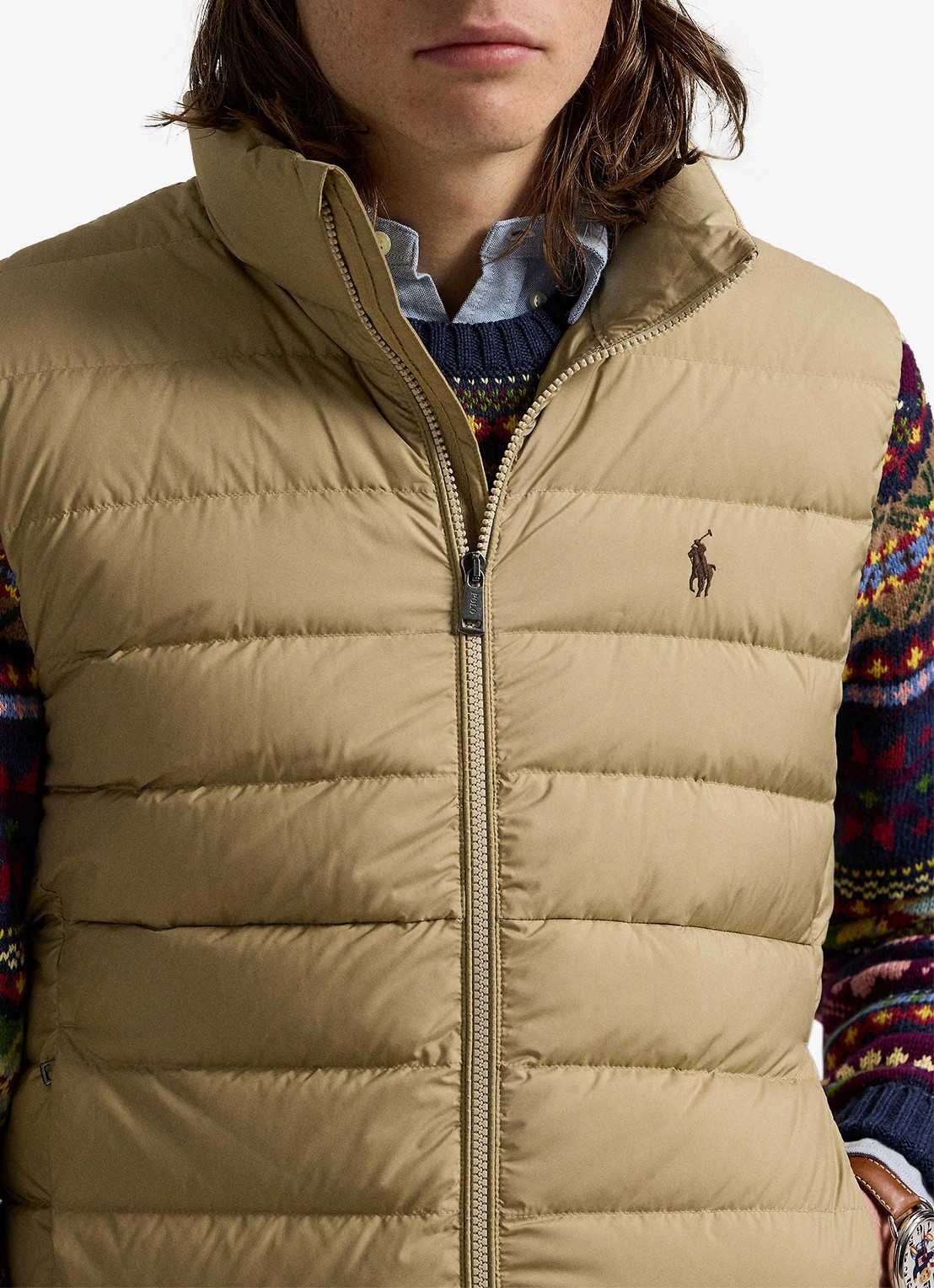 Ralph Lauren Colden bodywarmer met logoborduring - detail 2 rl khaki / khaki