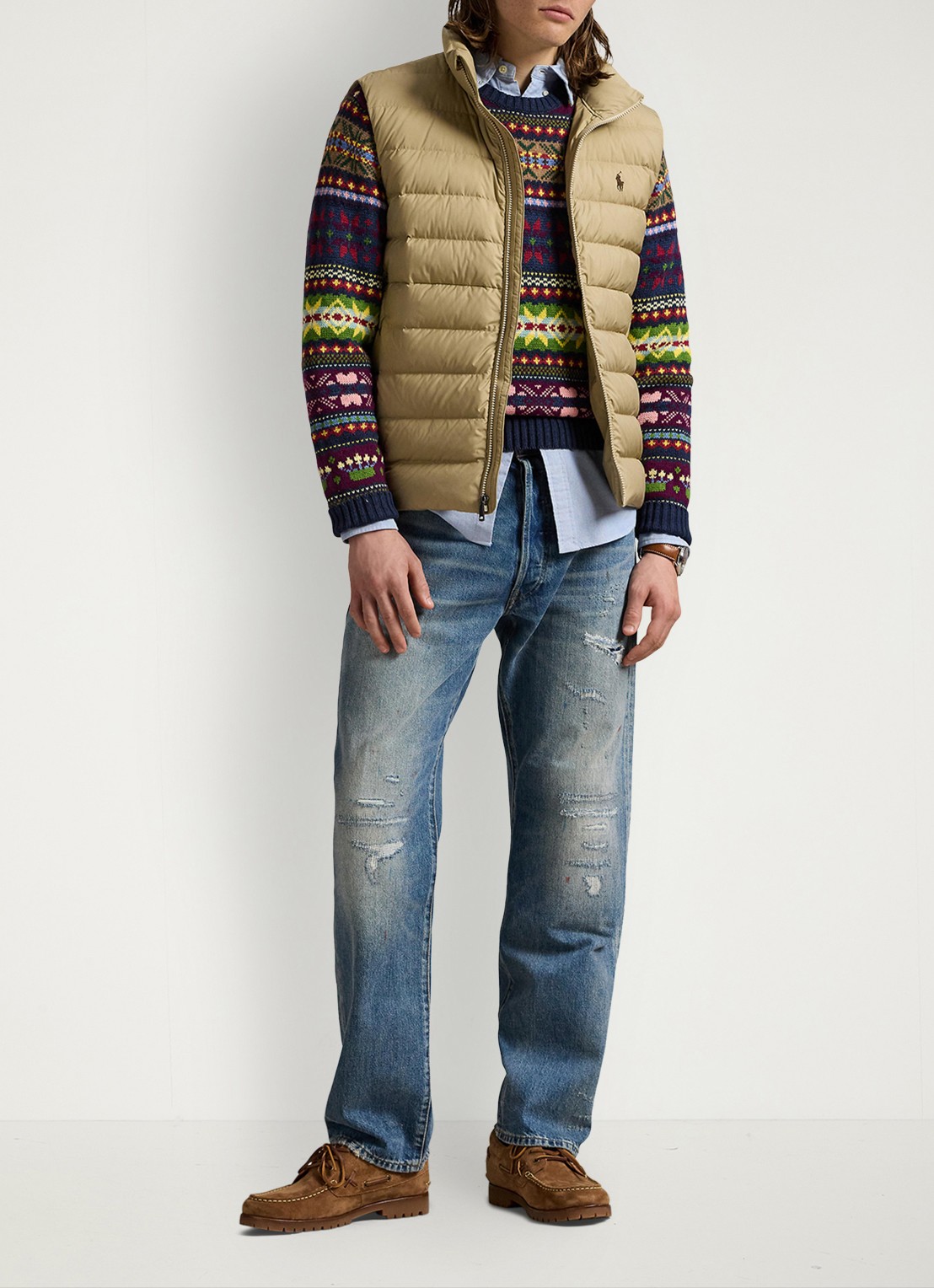 Ralph Lauren Colden bodywarmer met logoborduring - voorkant 4 rl khaki / khaki