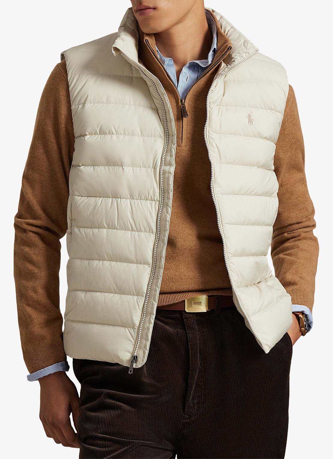 Ralph Lauren Colden bodywarmer met logoborduring - detail 6 basic sand / zand