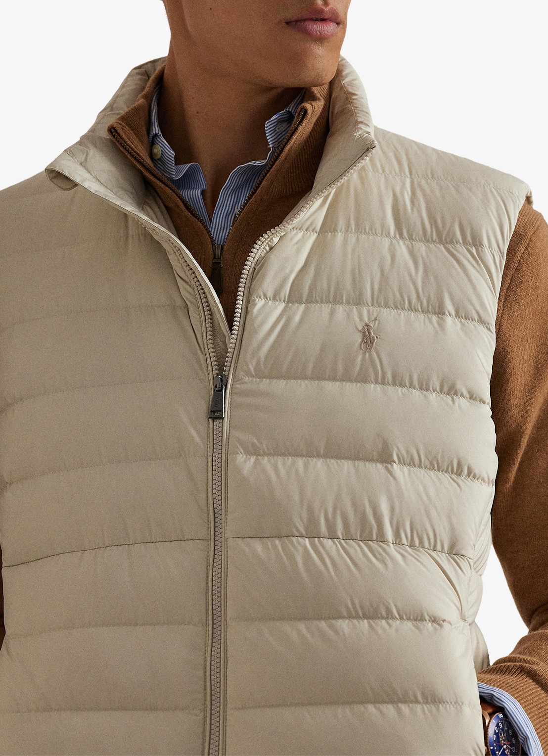 Ralph Lauren Colden bodywarmer met logoborduring - detail 7 basic sand / zand