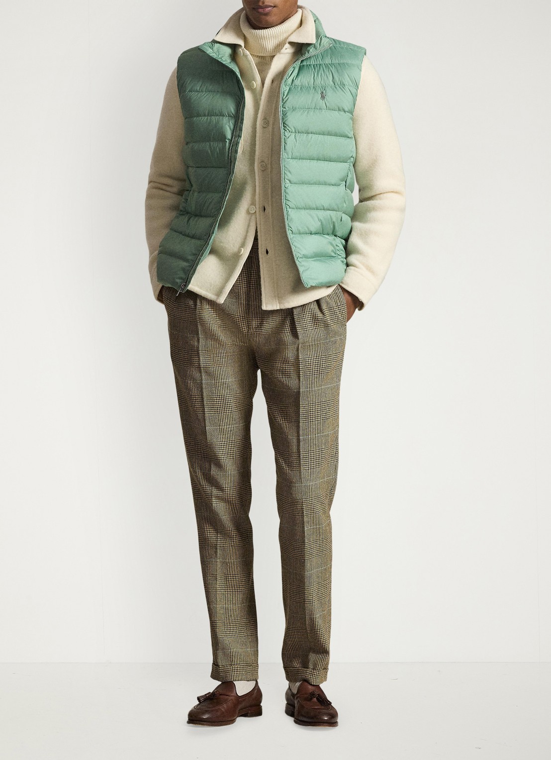 Ralph Lauren Colden bodywarmer met logoborduring - detail light green / lichtgroen