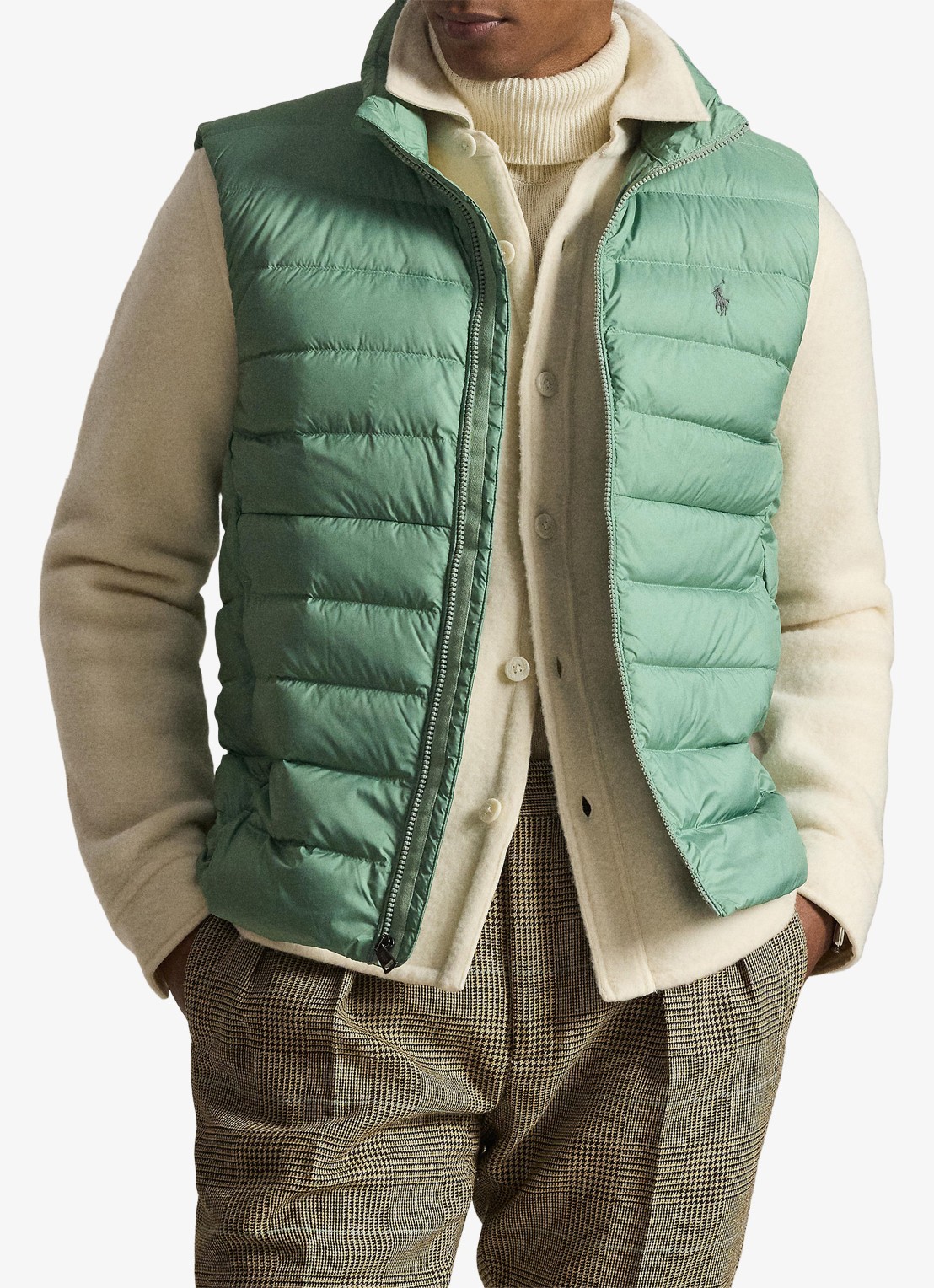 Ralph Lauren Colden bodywarmer met logoborduring - voorkant 4 light green / lichtgroen